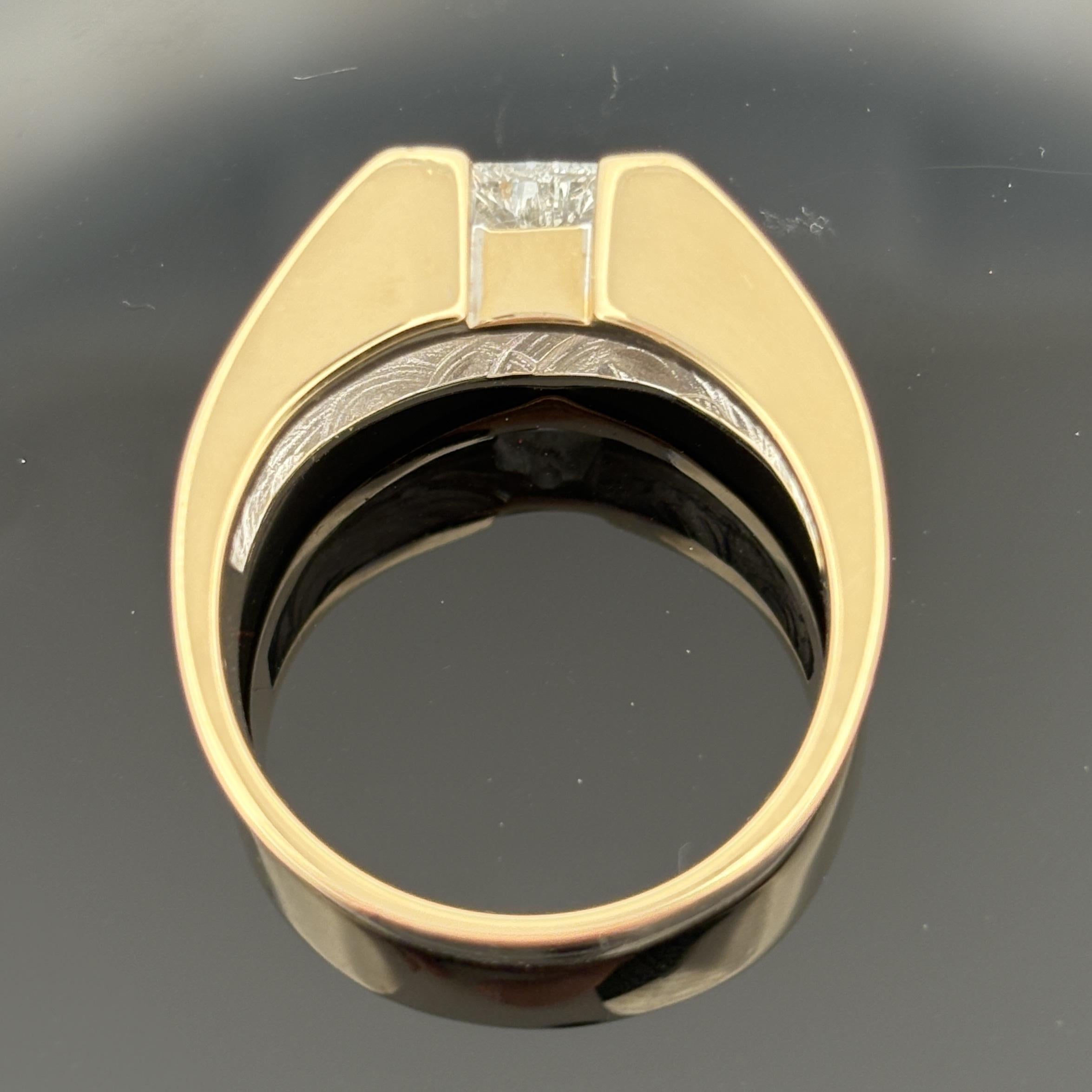 Men’s Diamond Ring in 14K Yellow Gold, 0.90ct Trillion Cut