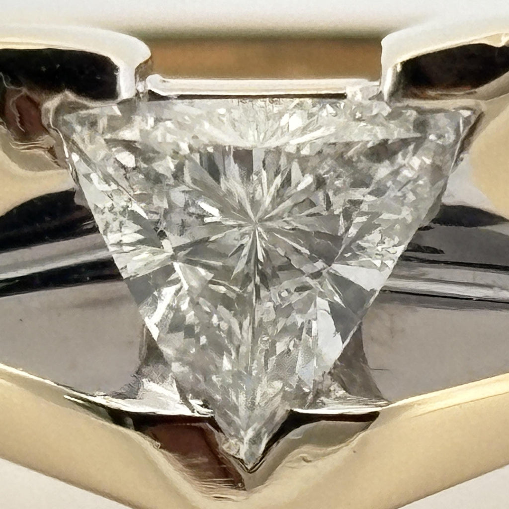 Men’s Diamond Ring in 14K Yellow Gold, 0.90ct Trillion Cut
