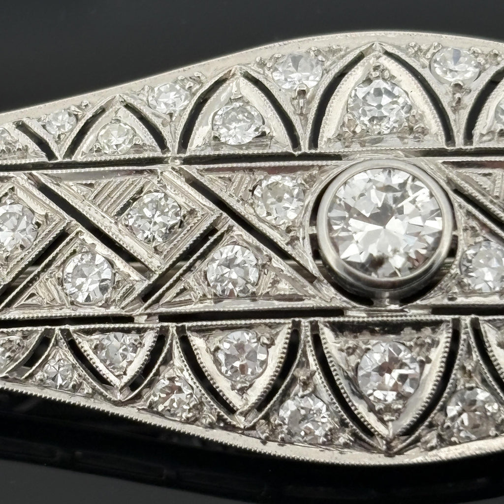 Vintage French Mid-century Platinum 3.90ctw Diamond Brooch