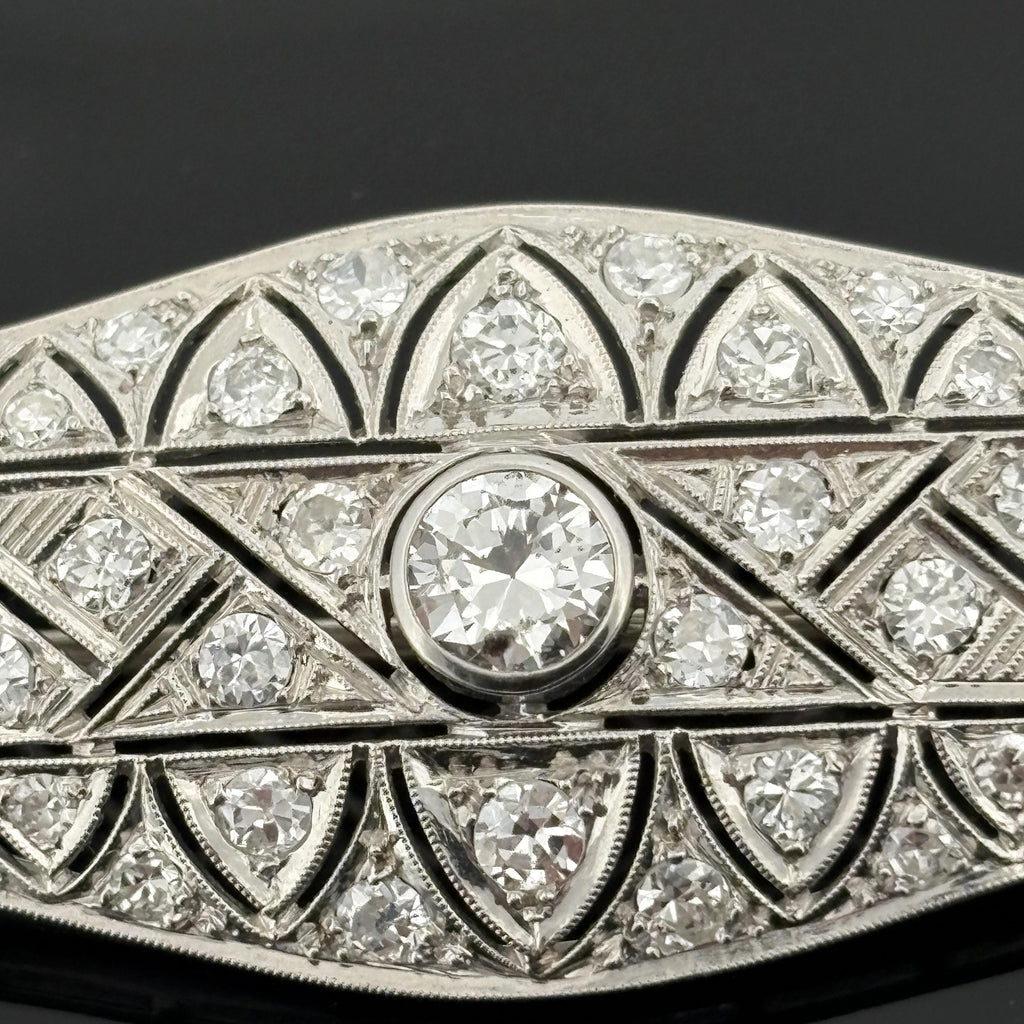 Vintage French Mid-century Platinum 3.90ctw Diamond Brooch