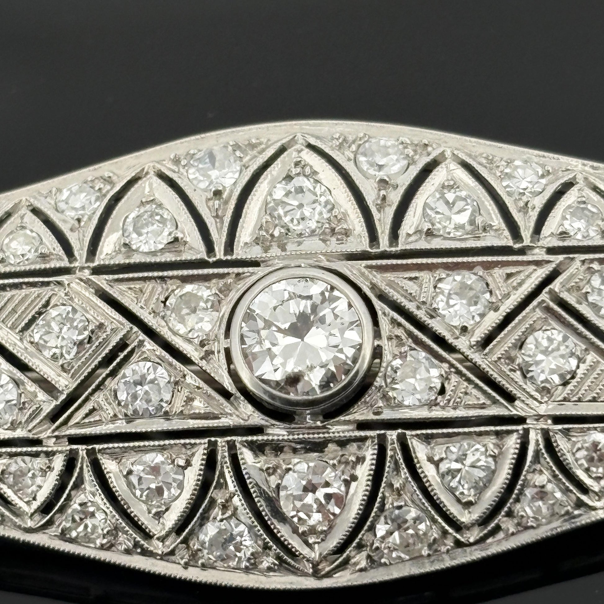 Vintage French Mid-century Platinum 3.90ctw Diamond Brooch