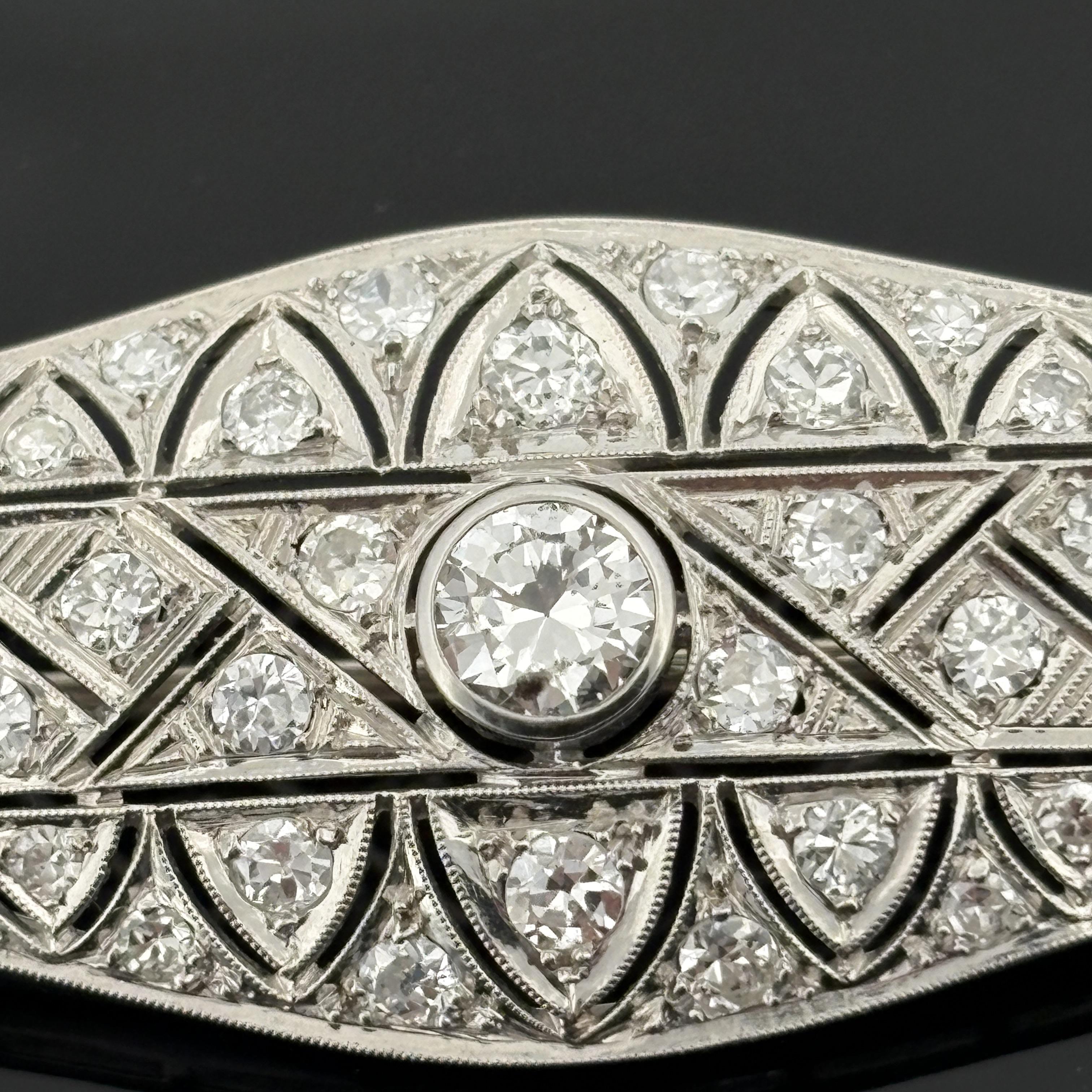 Vintage French Mid-century Platinum 3.90ctw Diamond Brooch