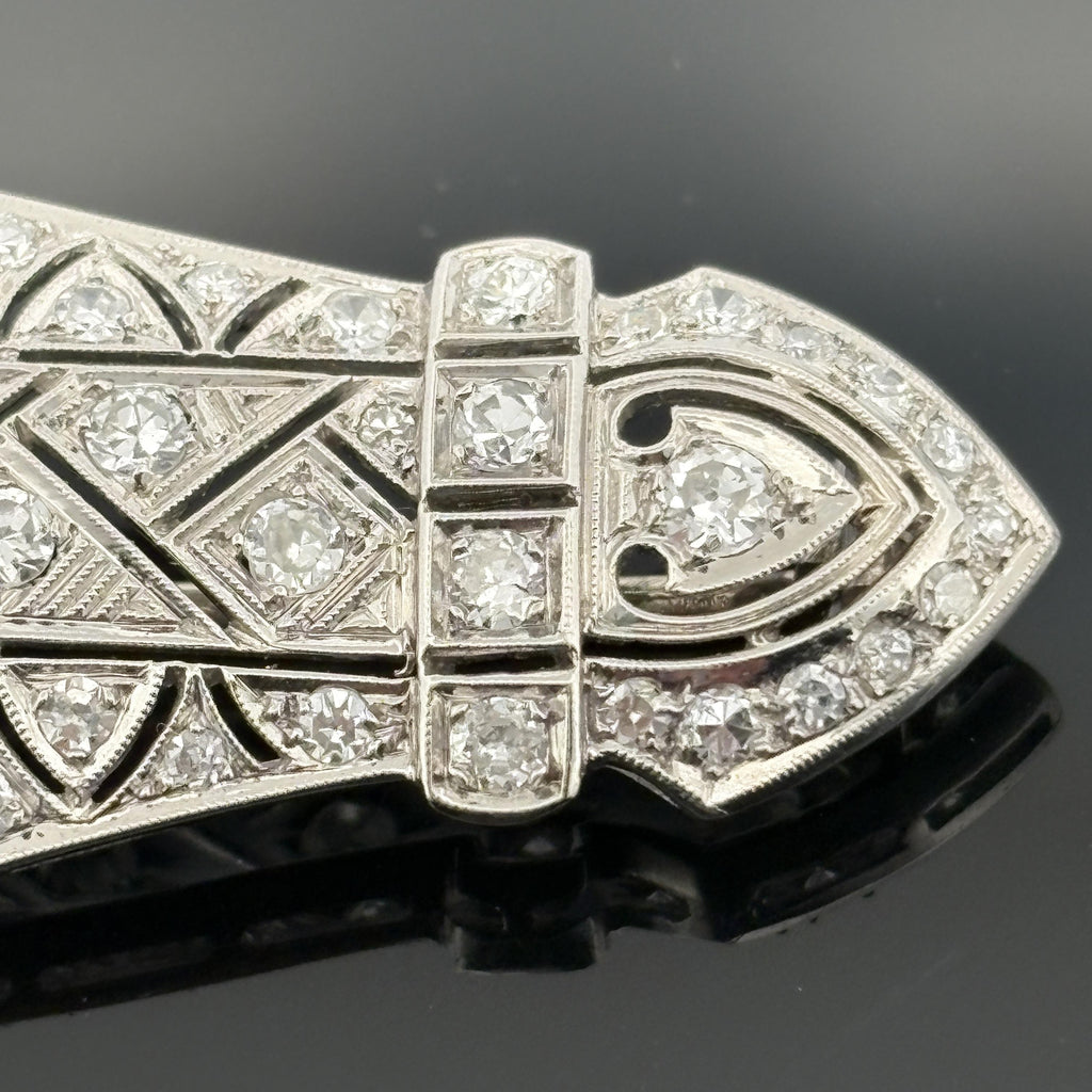 Vintage French Mid-century Platinum 3.90ctw Diamond Brooch