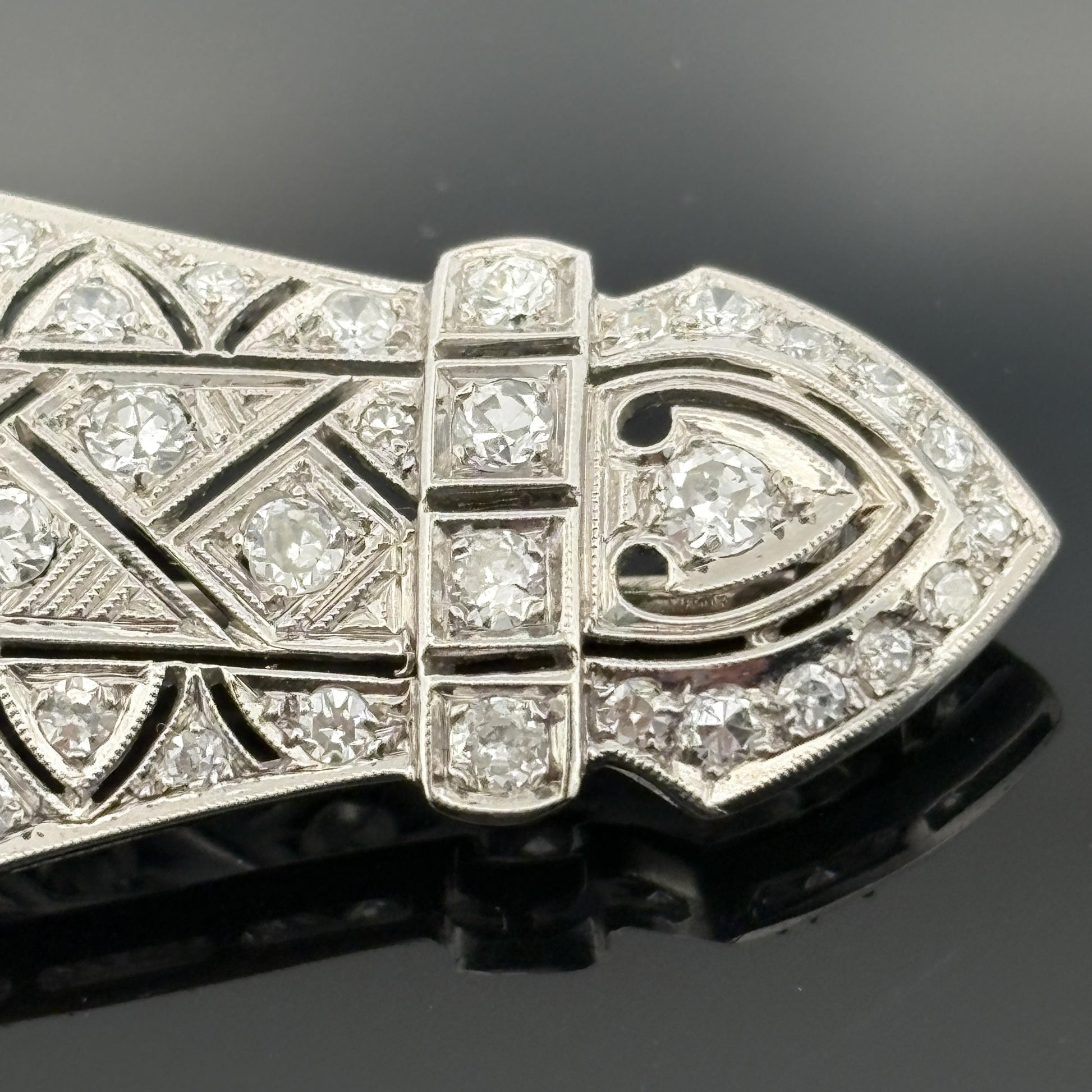 Vintage French Mid-century Platinum 3.90ctw Diamond Brooch