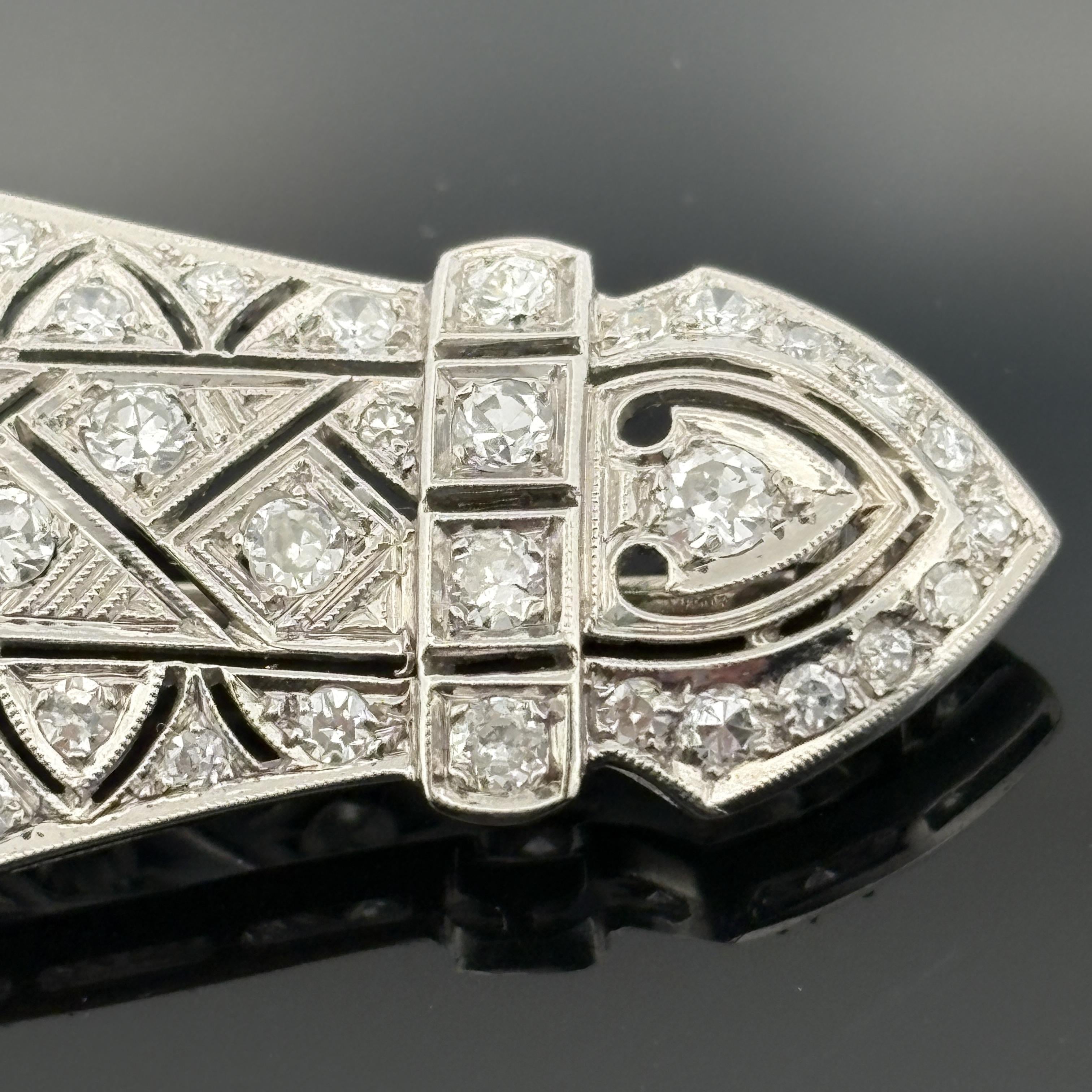 Vintage French Mid-century Platinum 3.90ctw Diamond Brooch
