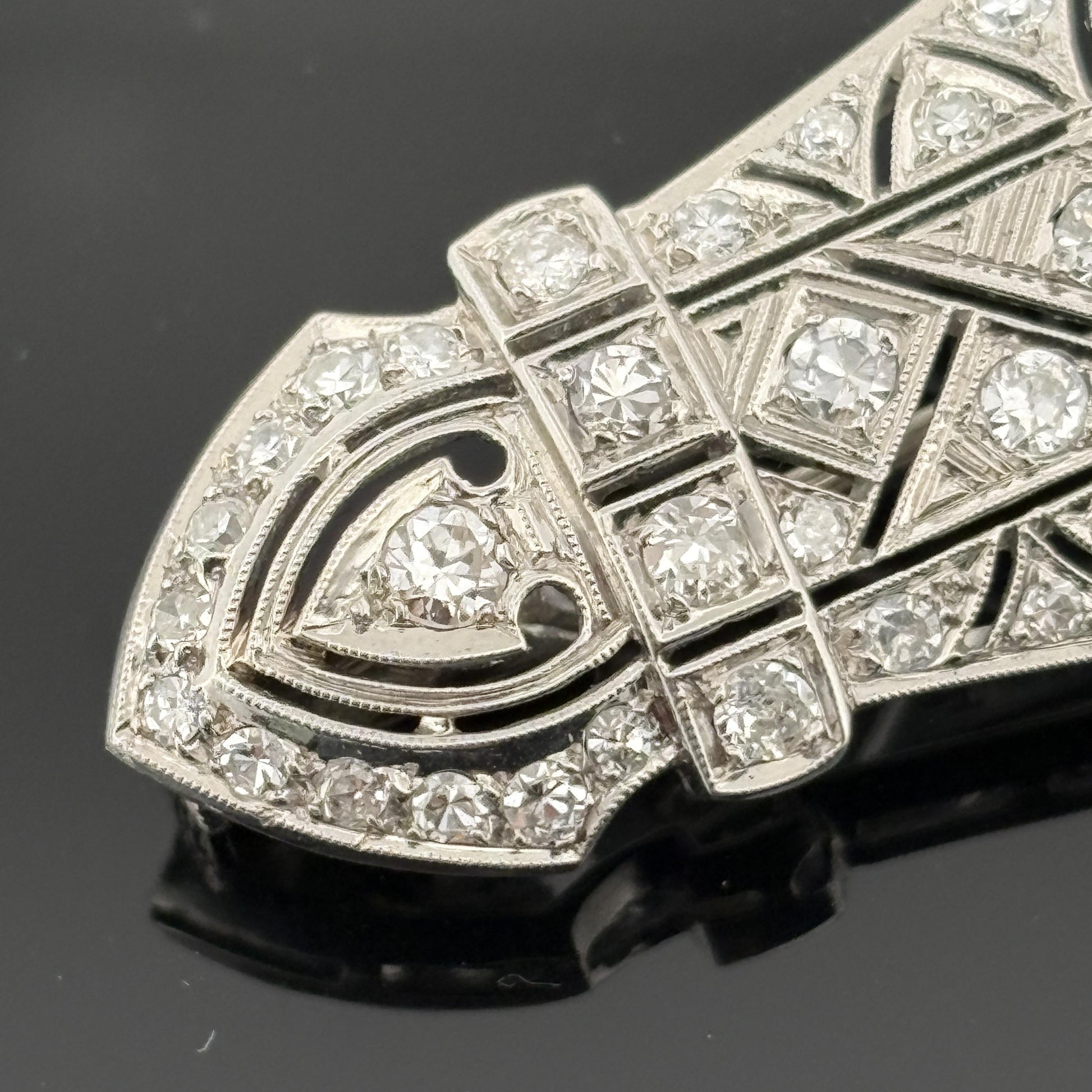 Vintage French Mid-century Platinum 3.90ctw Diamond Brooch