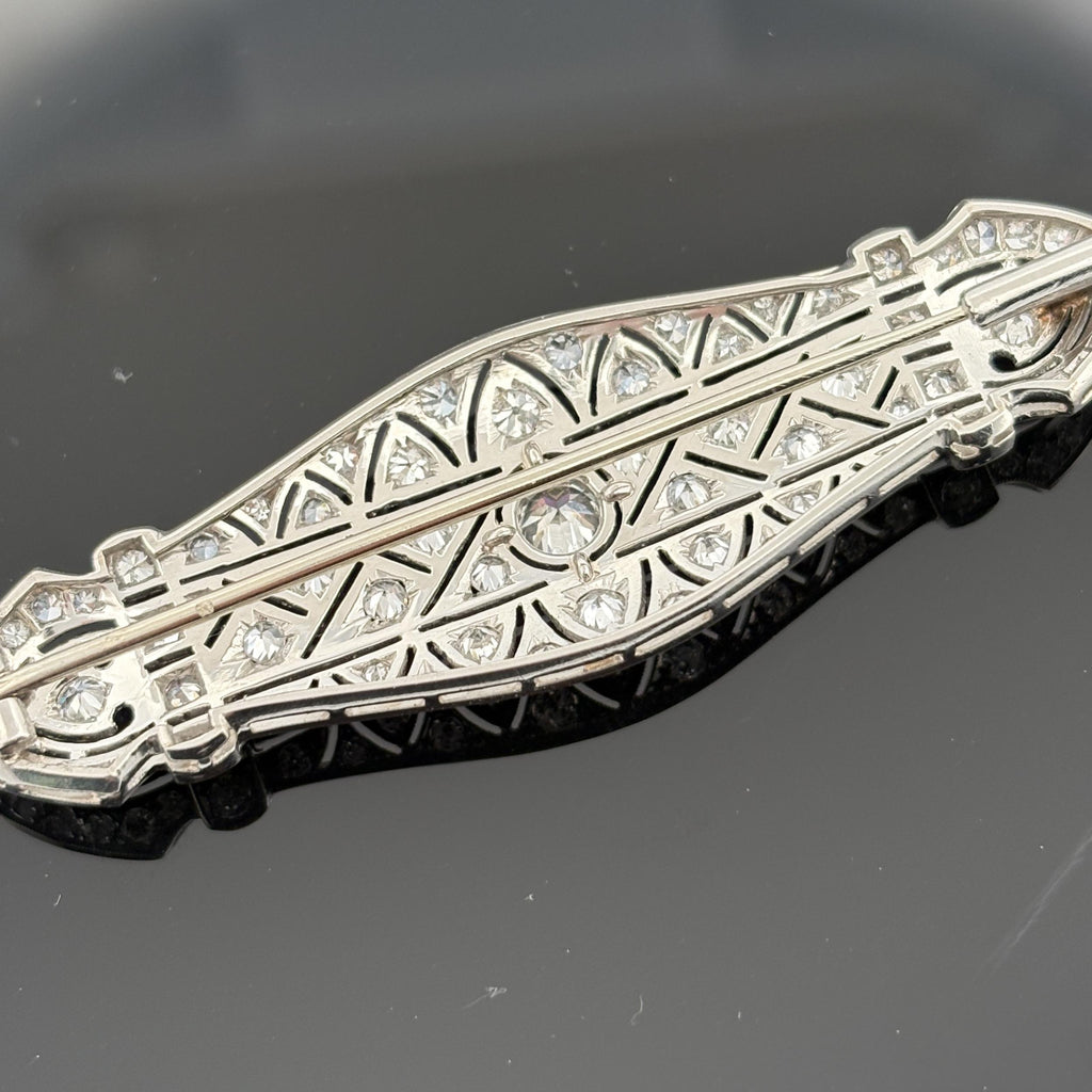 Vintage French Mid-century Platinum 3.90ctw Diamond Brooch