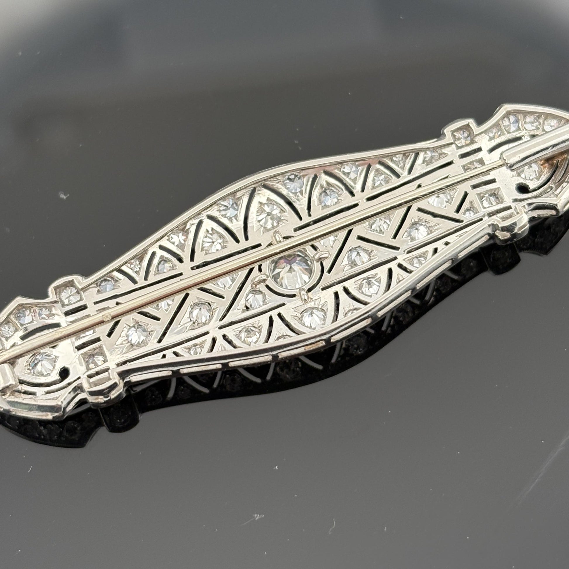 Vintage French Mid-century Platinum 3.90ctw Diamond Brooch