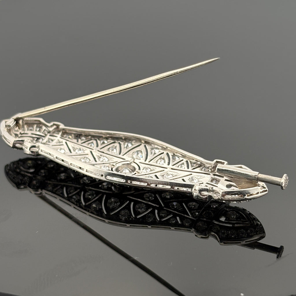 Vintage French Mid-century Platinum 3.90ctw Diamond Brooch