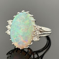 Vintage Mid-Century 6.70ct Crystal Opal Platinum & Diamond Ring