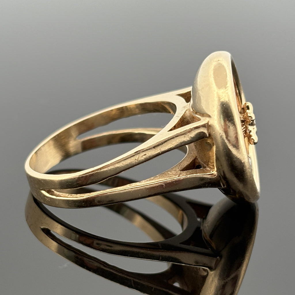 Vintage Roulette Spinning Diamond Enamel Ring 14k Gold