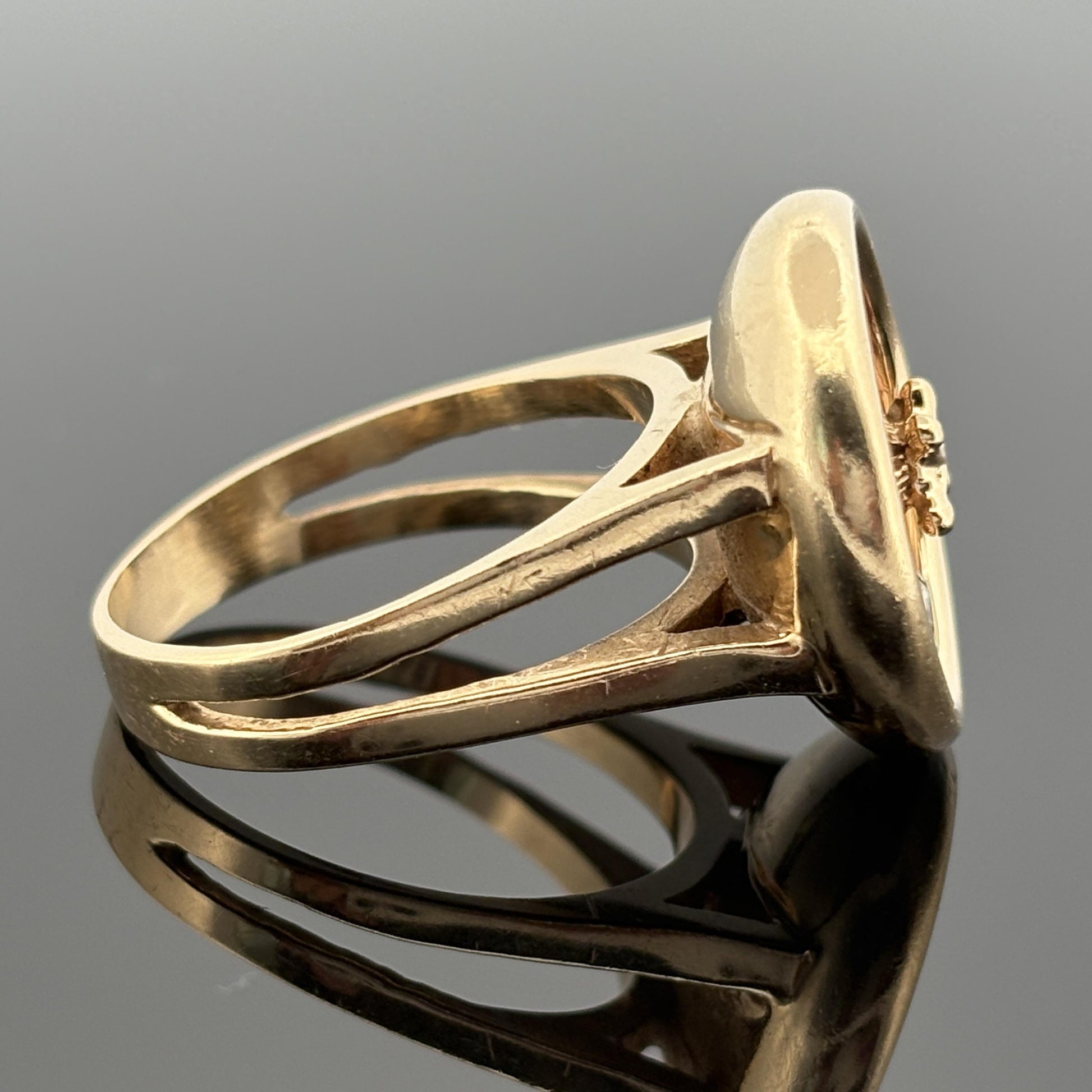 Vintage Roulette Spinning Diamond Enamel Ring 14k Gold