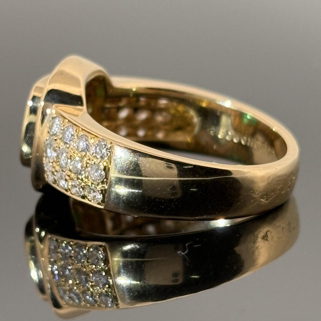 Estate Boucheron Emerald & Diamond 18k Yellow Gold Ring