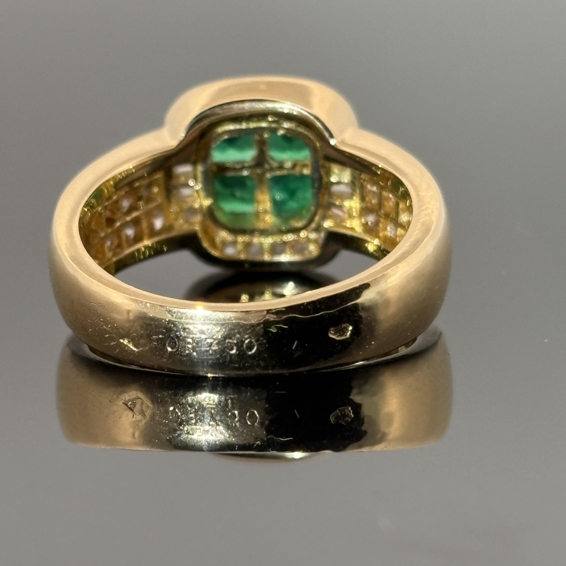Estate Boucheron Emerald & Diamond 18k Yellow Gold Ring