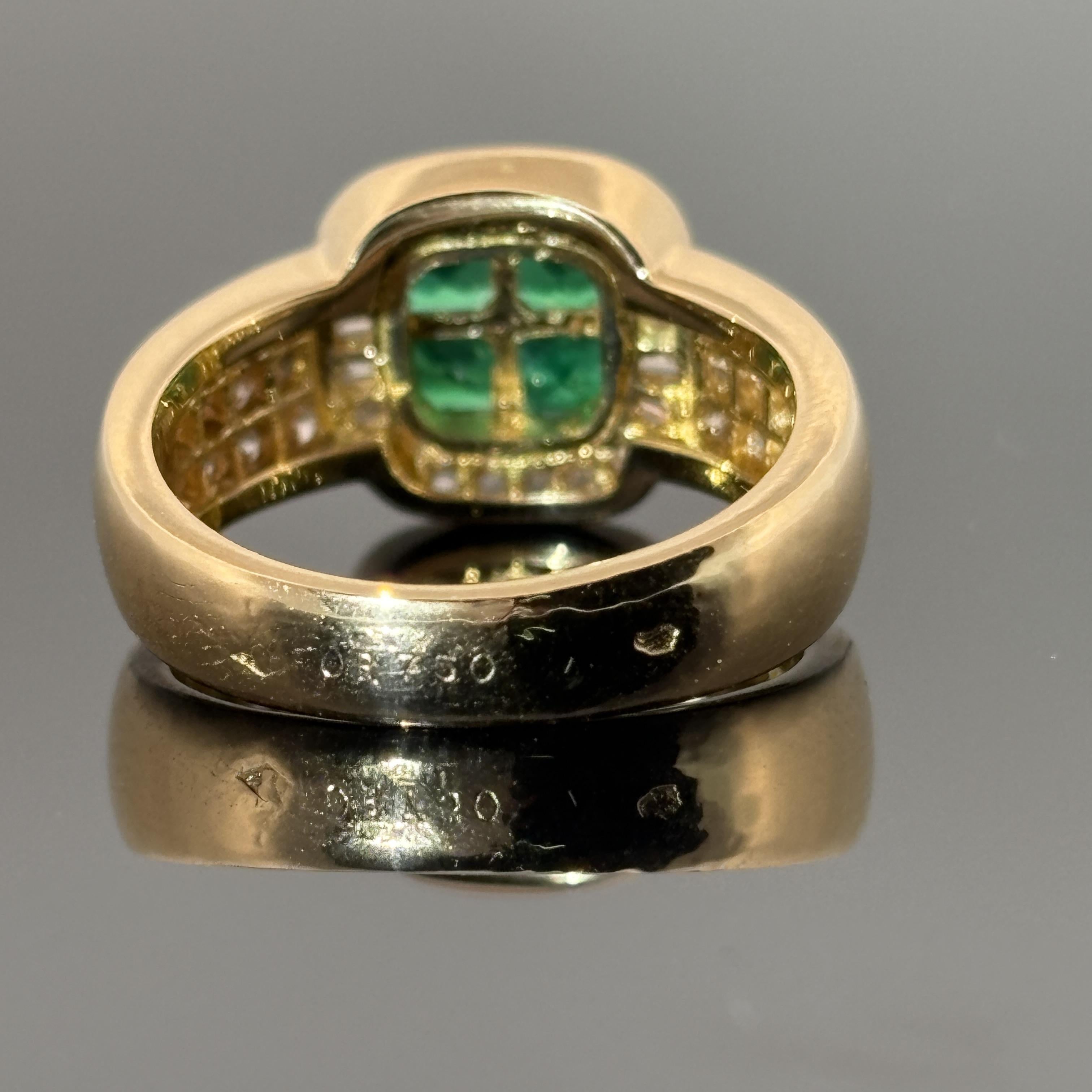 Estate Boucheron Emerald & Diamond 18k Yellow Gold Ring