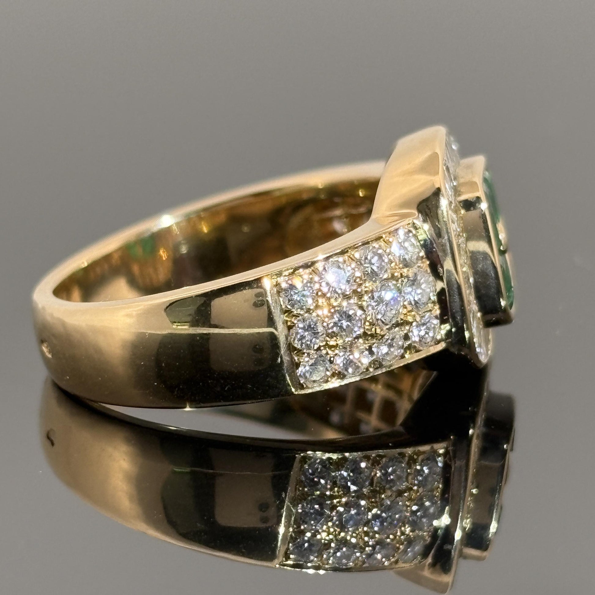Estate Boucheron Emerald & Diamond 18k Yellow Gold Ring