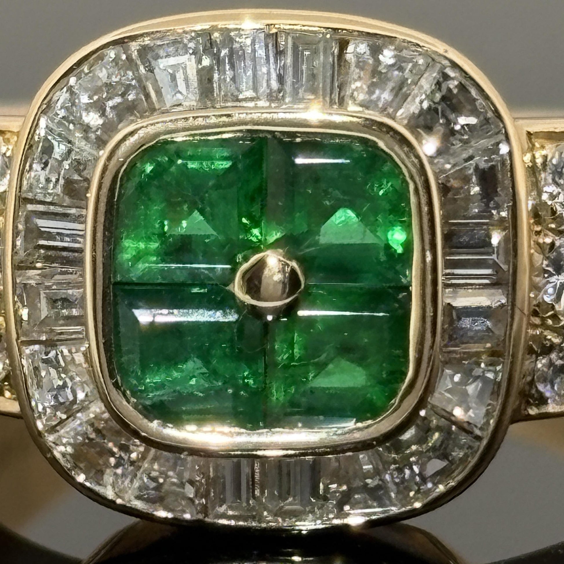 Estate Boucheron Emerald & Diamond 18k Yellow Gold Ring