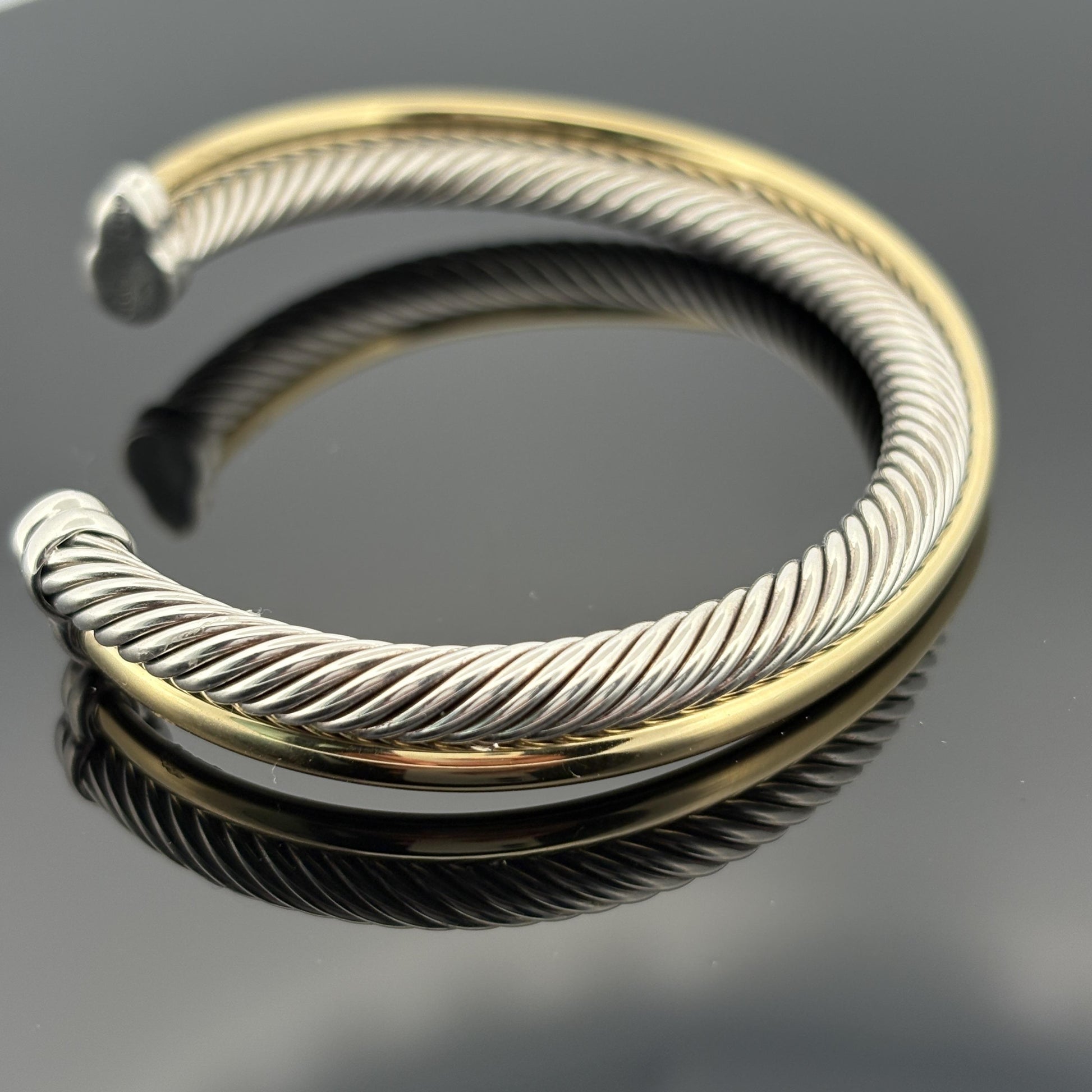 David Yurman Crossover Two Row Cuff Bracelet 5mm Large - $1750
