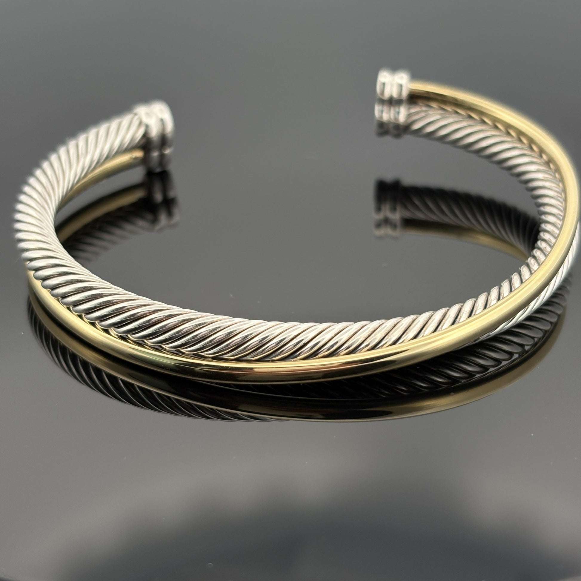 David Yurman Crossover Two Row Cuff Bracelet 5mm Large - $1750