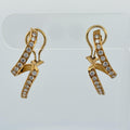 Estate Dankner Ribbon Stiletto Diamond Earrings in 18k Yellow Gold
