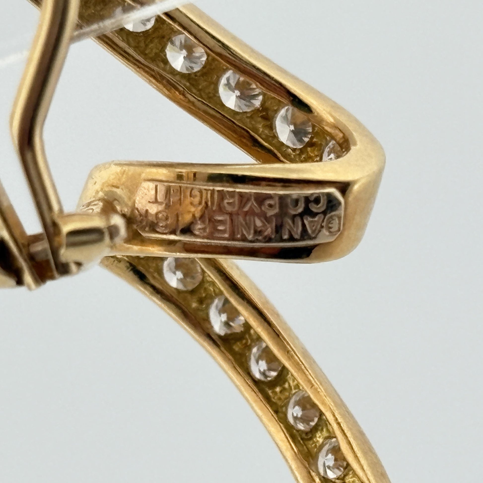 Estate Dankner Ribbon Stiletto Diamond Earrings in 18k Yellow Gold