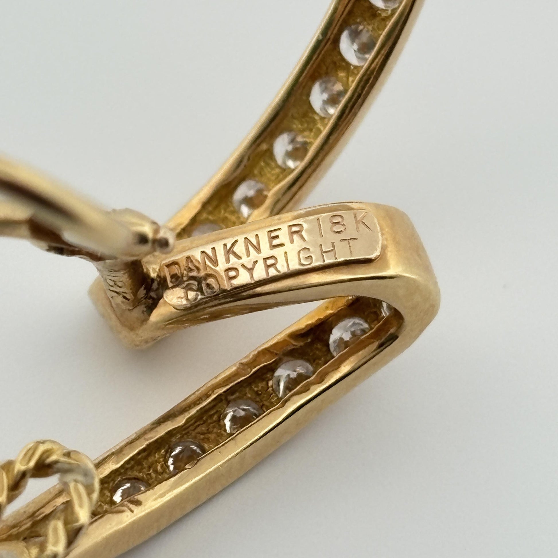 Estate Dankner Ribbon Stiletto Diamond Earrings in 18k Yellow Gold