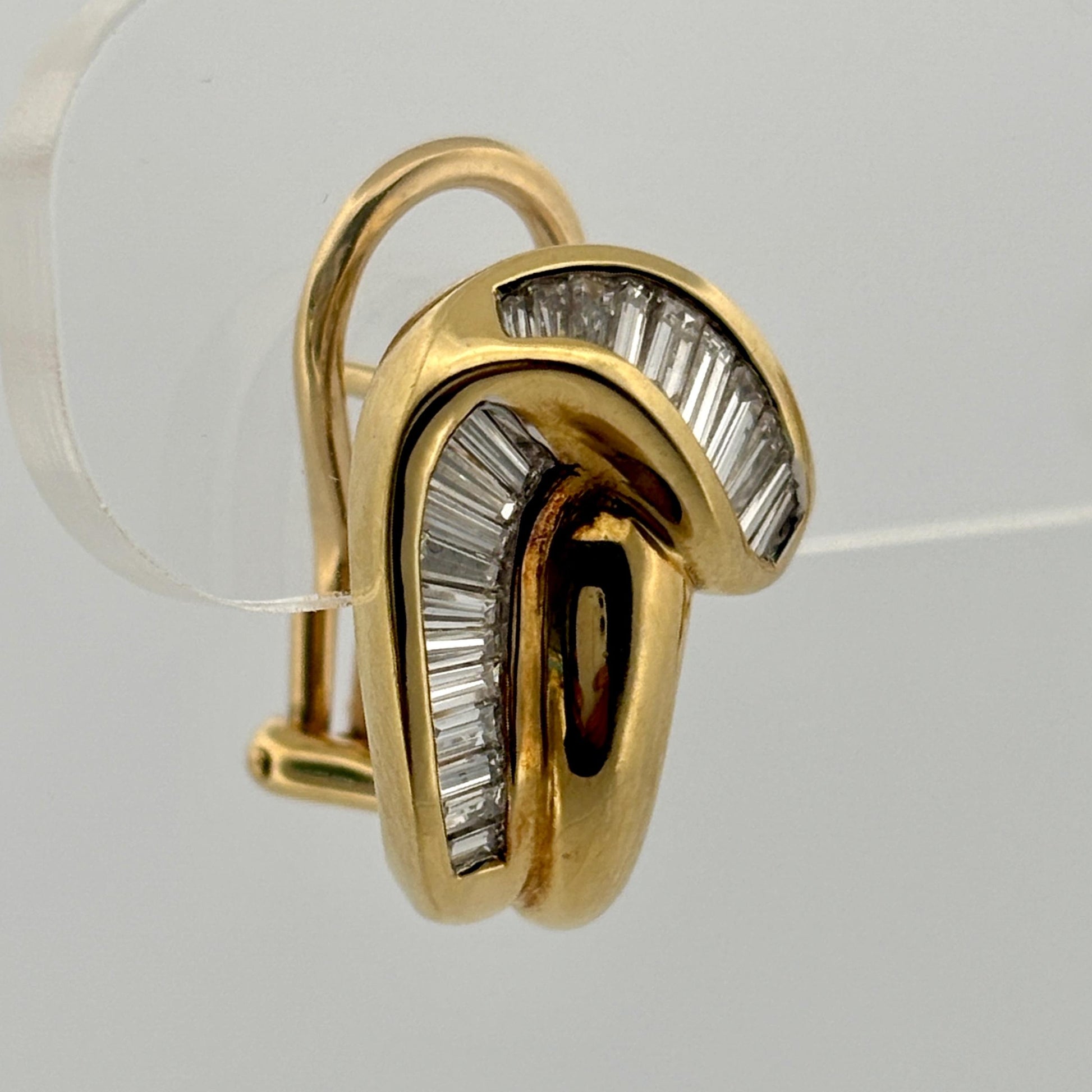 Estate 1.25ctw Diamond Baguette Channel-Set 18k Yellow Gold Earrings