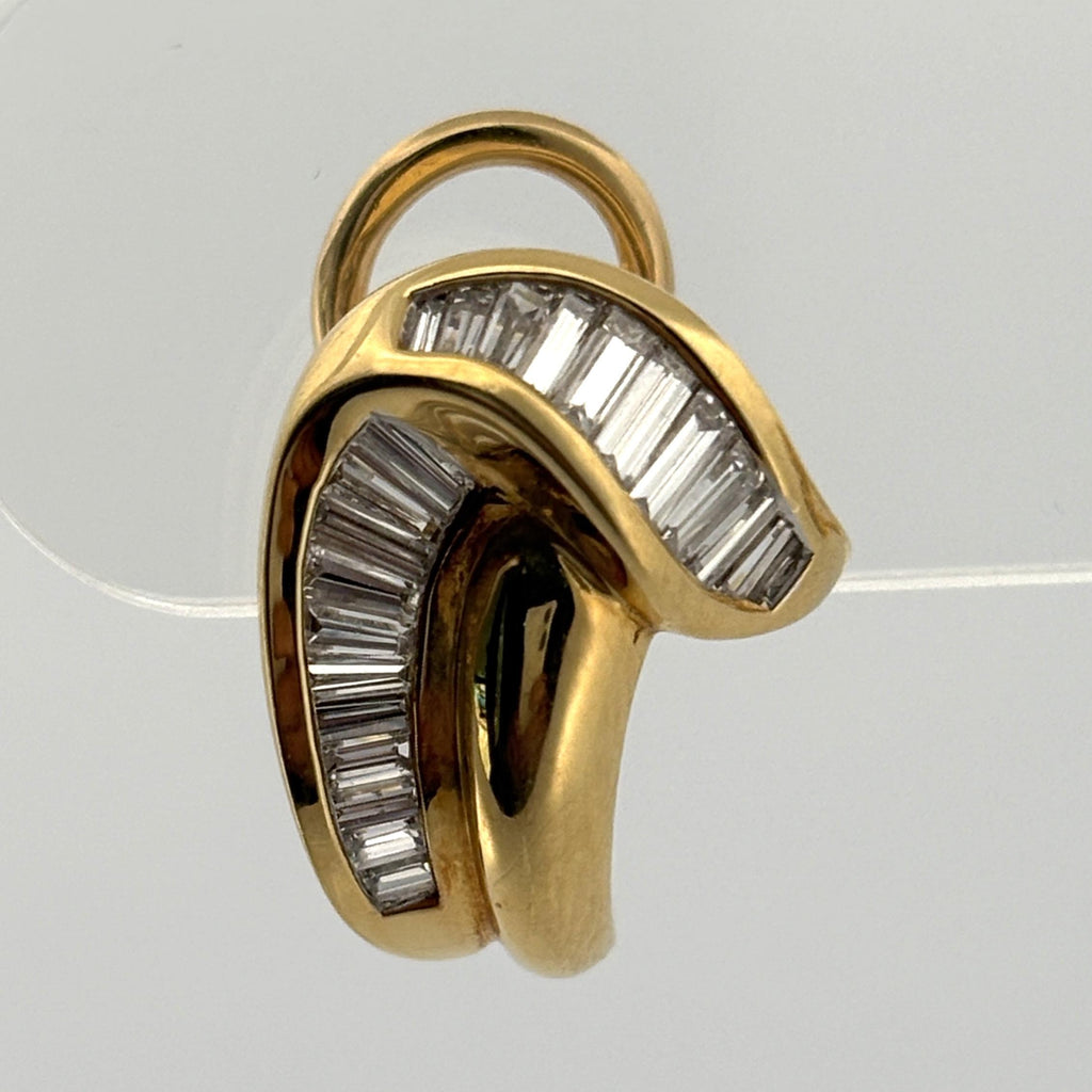 Estate 1.25ctw Diamond Baguette Channel-Set 18k Yellow Gold Earrings