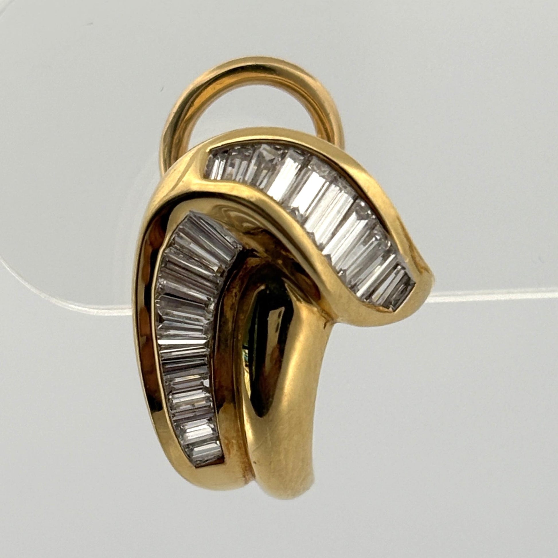 Estate 1.25ctw Diamond Baguette Channel-Set 18k Yellow Gold Earrings
