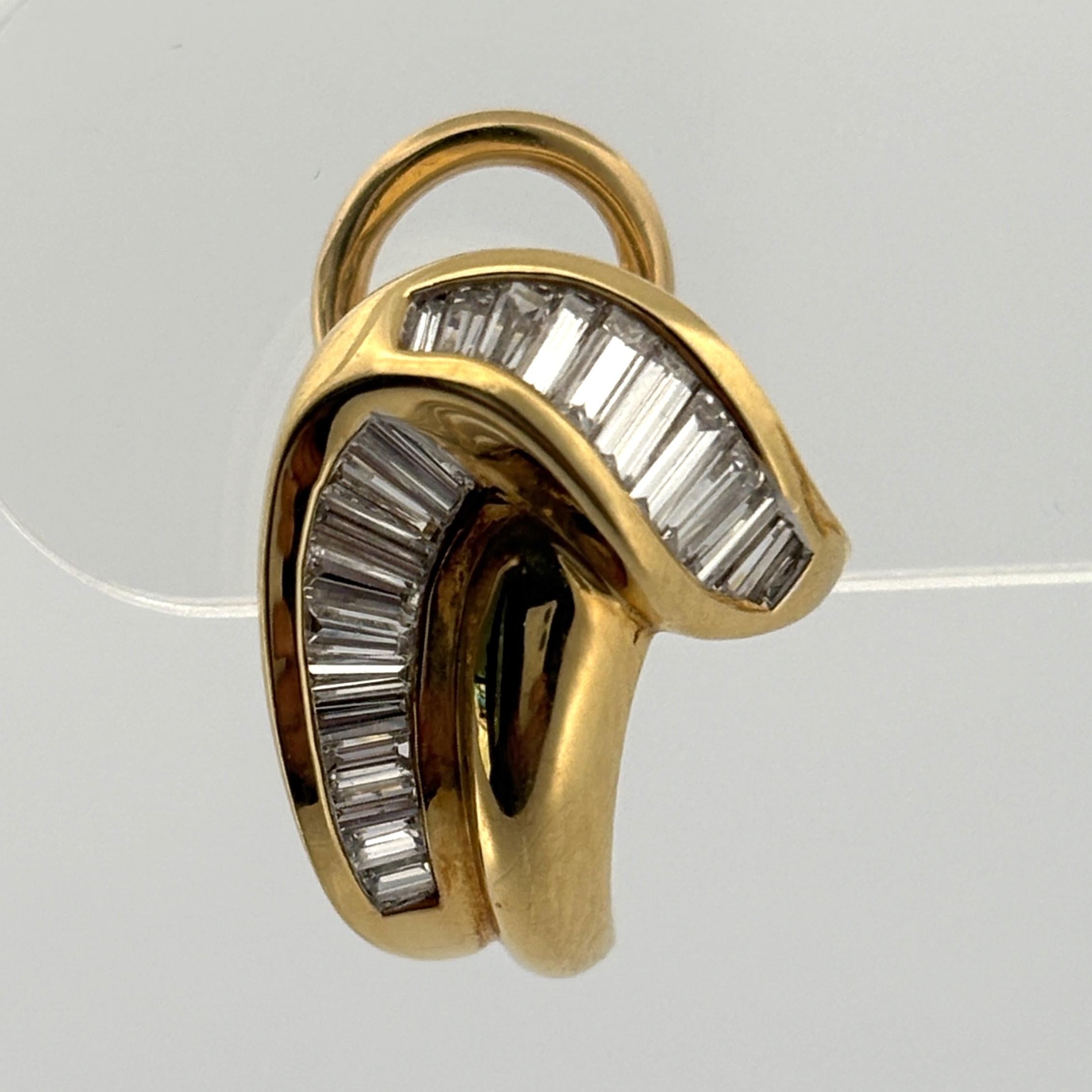 Estate 1.25ctw Diamond Baguette Channel-Set 18k Yellow Gold Earrings