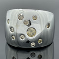 Poiray Diamond Wide Dome Ring 18k White Gold - French