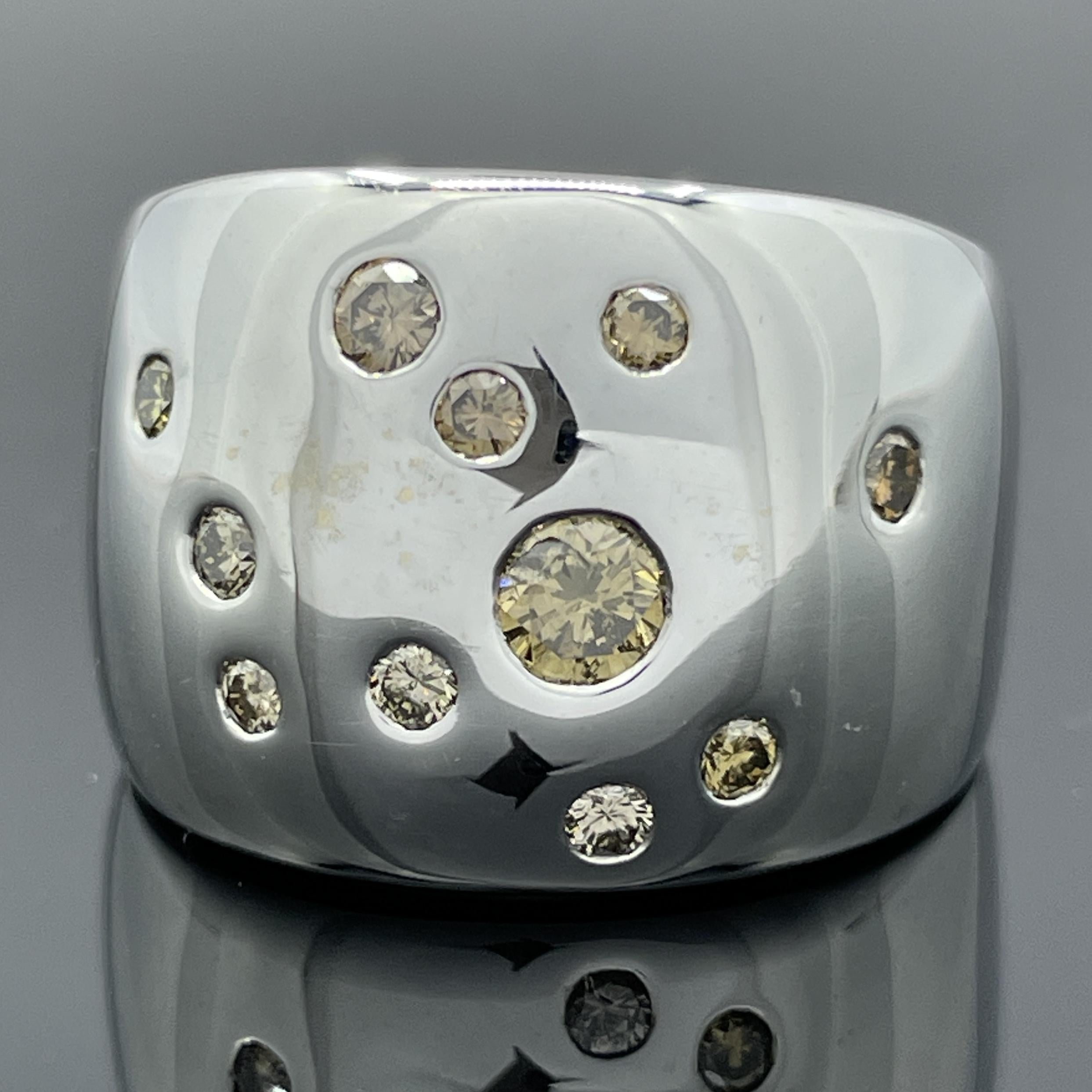 Poiray Diamond Wide Dome Ring 18k White Gold - French