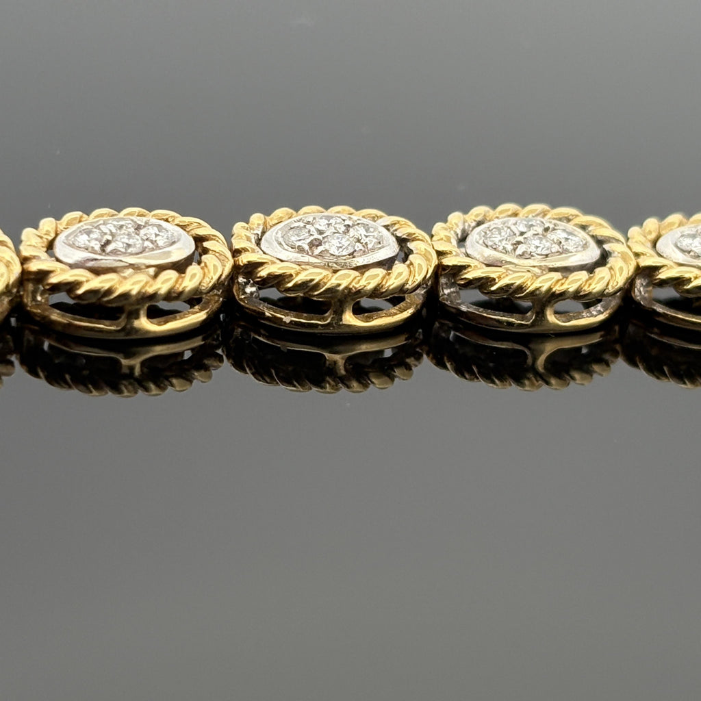 Vintage Rope Motif Diamond Link Bracelet 18k 1.48ctw