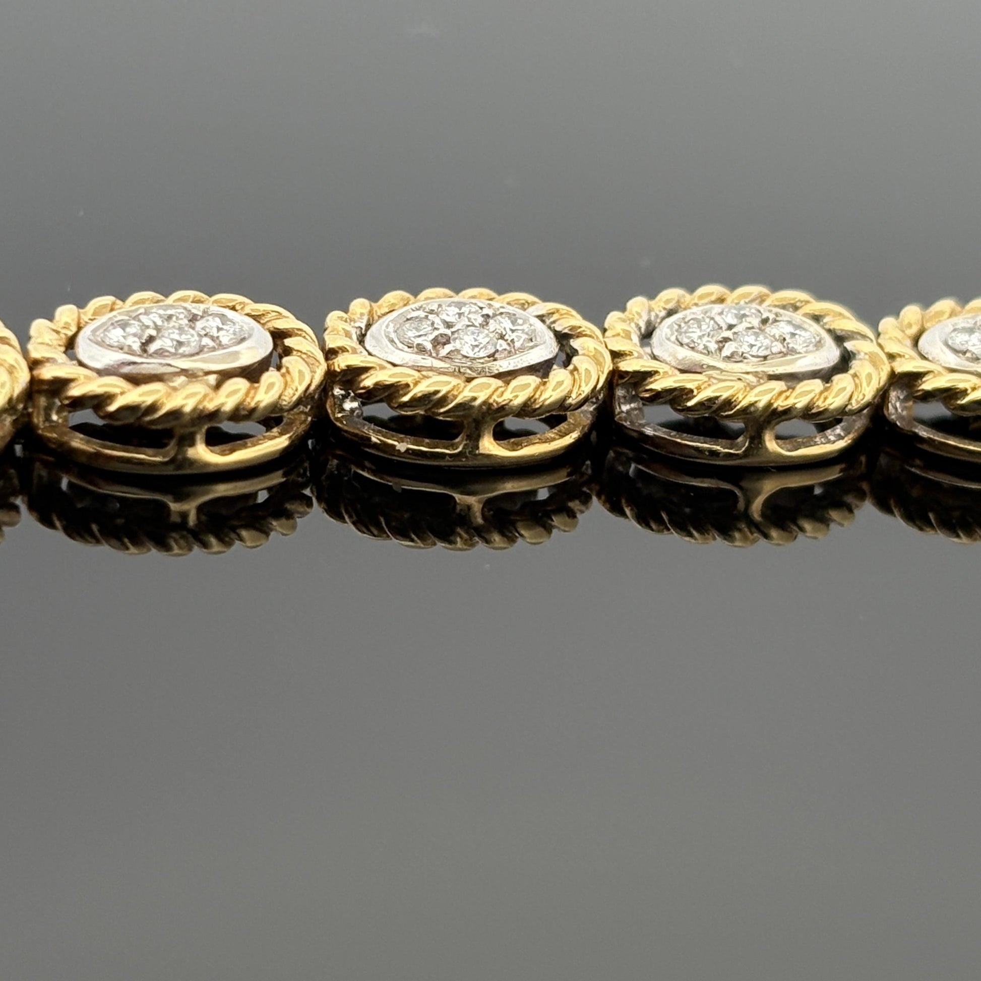 Vintage Rope Motif Diamond Link Bracelet 18k 1.48ctw
