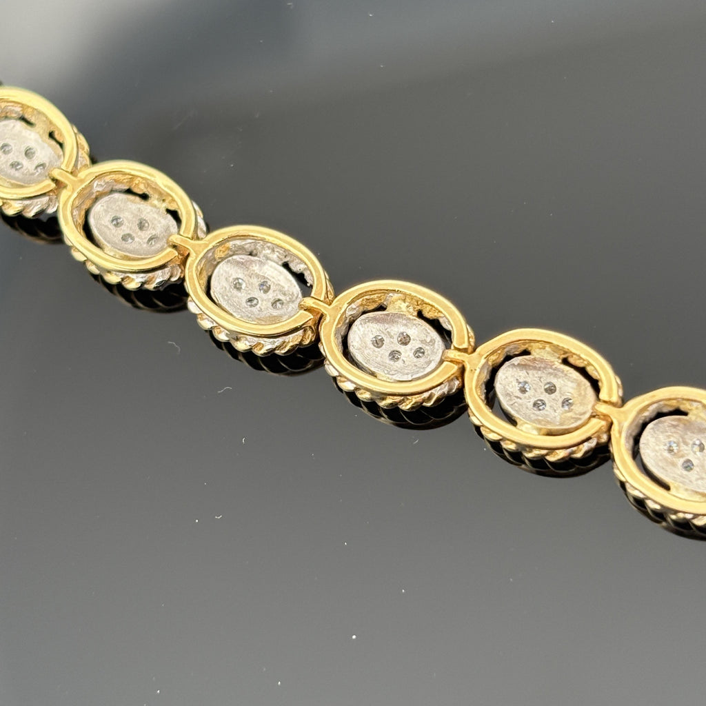 Vintage Rope Motif Diamond Link Bracelet 18k 1.48ctw