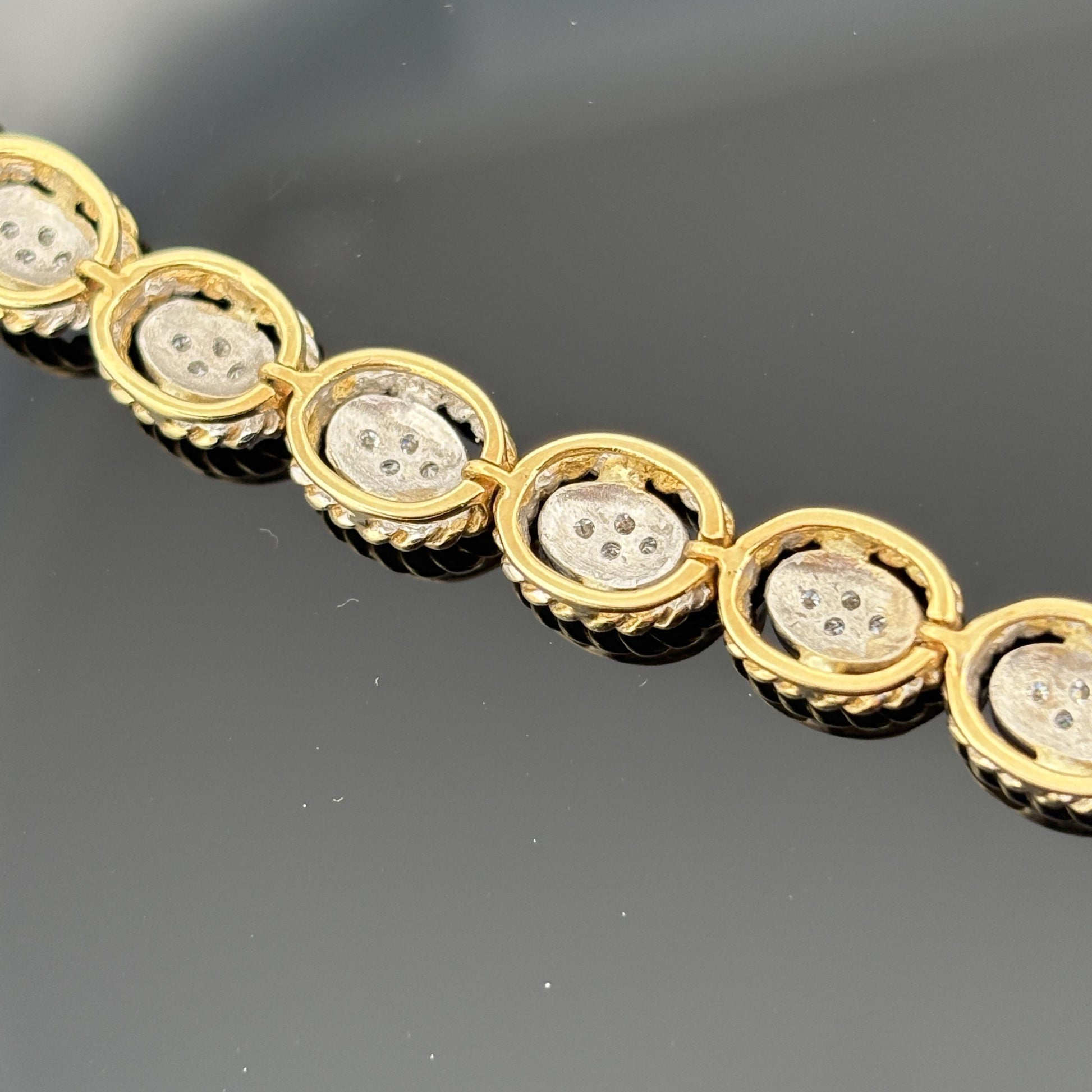 Vintage Rope Motif Diamond Link Bracelet 18k 1.48ctw