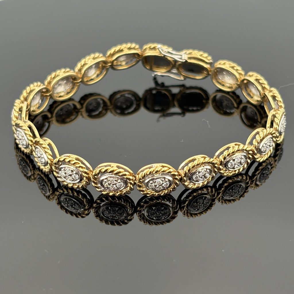 Vintage Rope Motif Diamond Link Bracelet 18k 1.48ctw