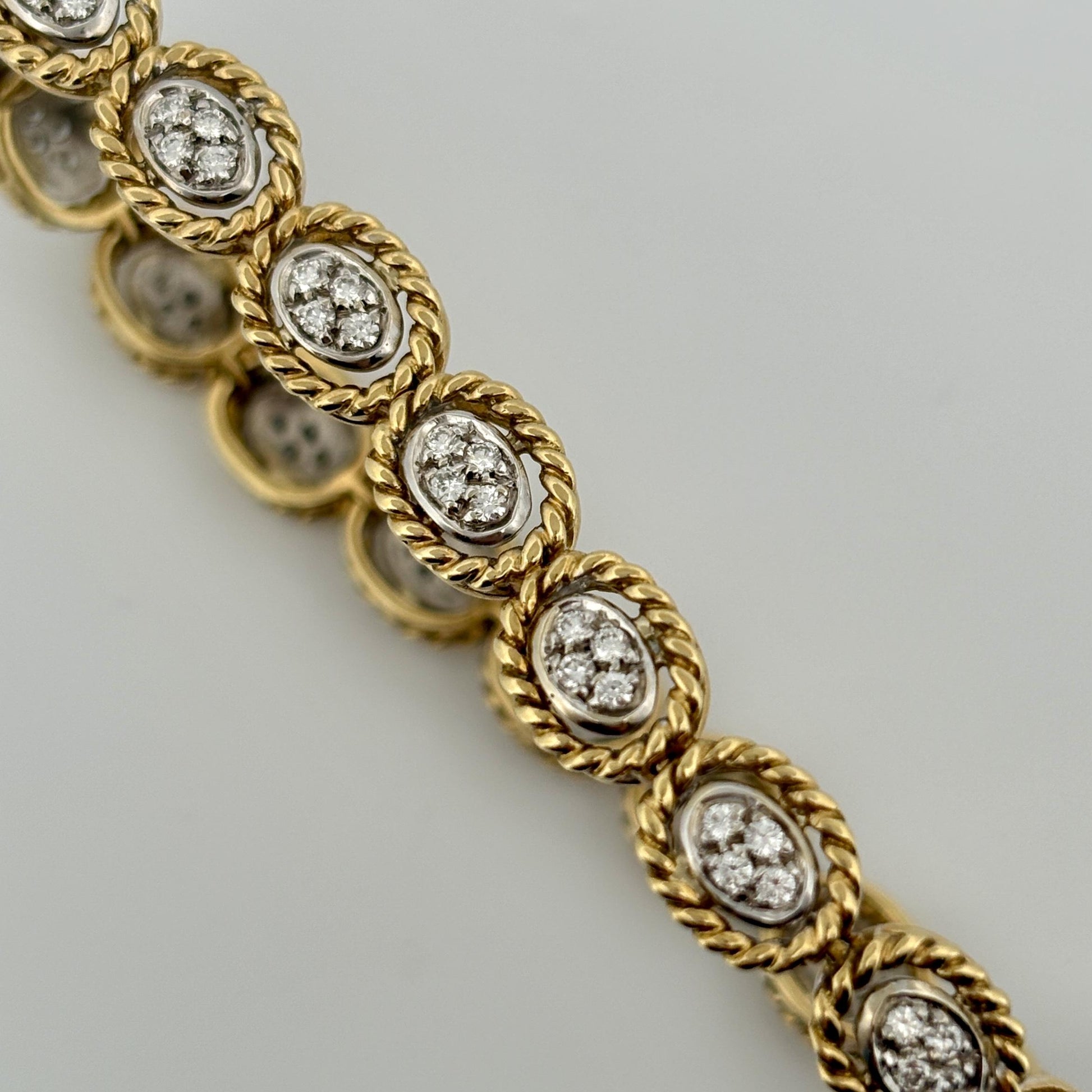 Vintage Rope Motif Diamond Link Bracelet 18k 1.48ctw