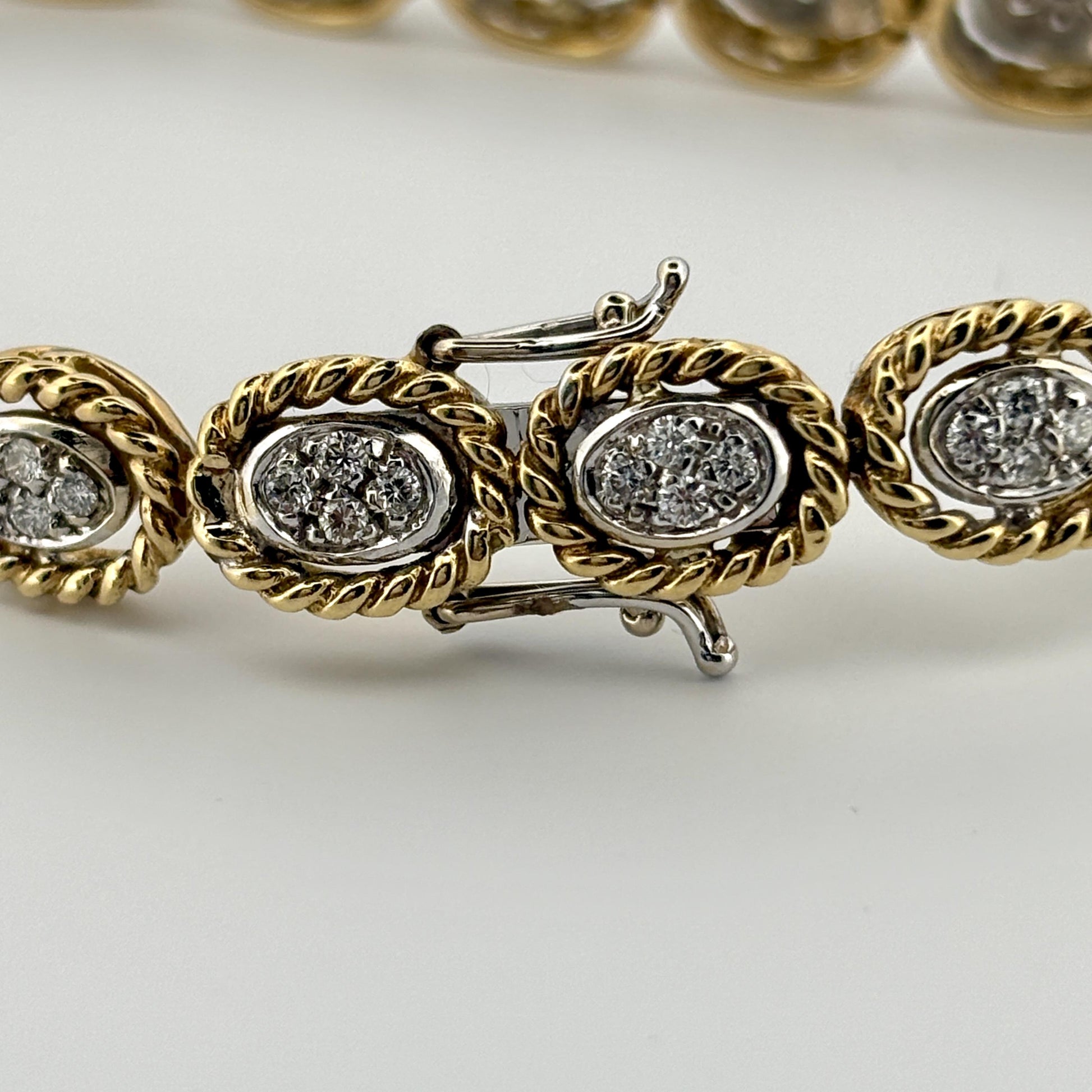 Vintage Rope Motif Diamond Link Bracelet 18k 1.48ctw