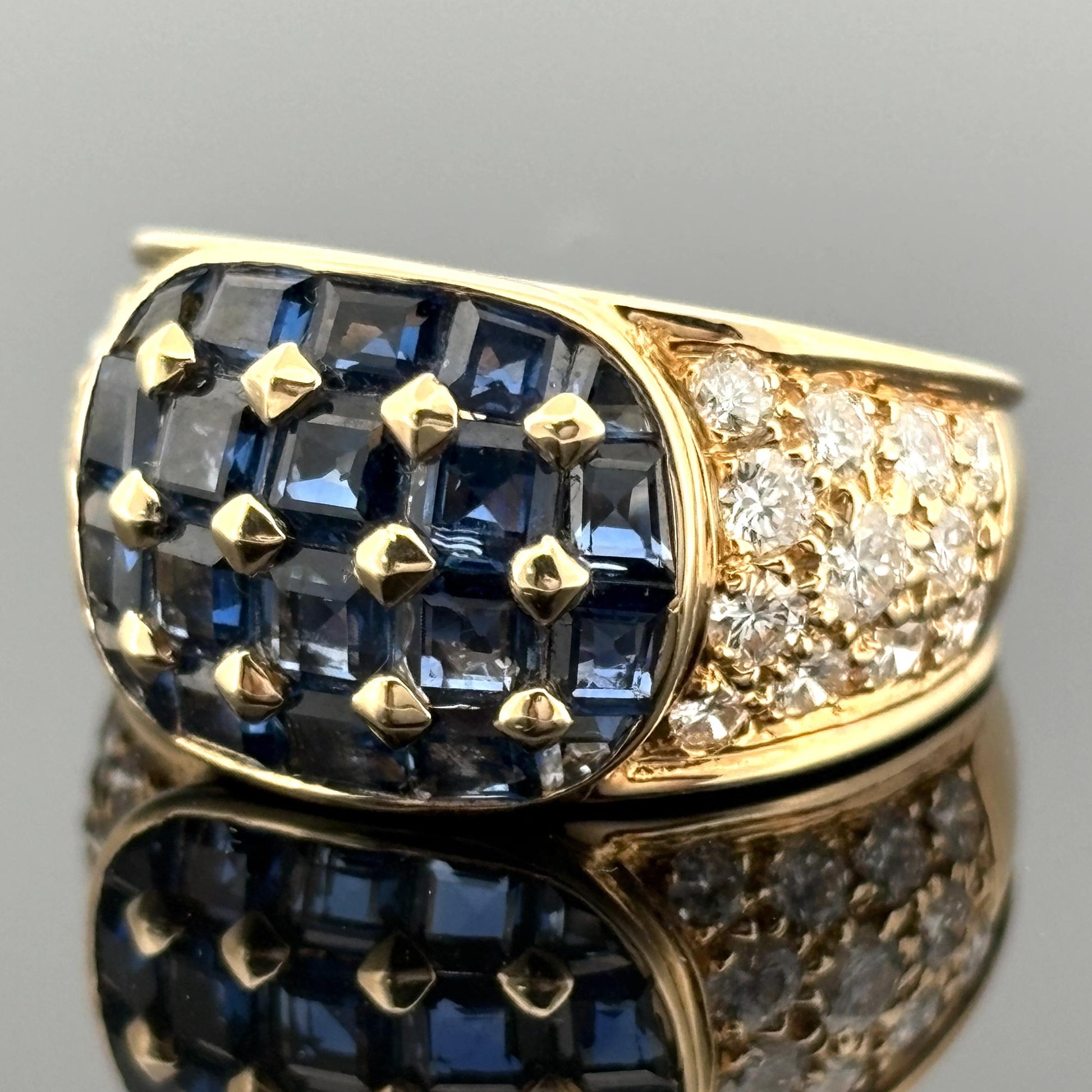 Sapphire & Diamond Ring 18k Yellow Gold