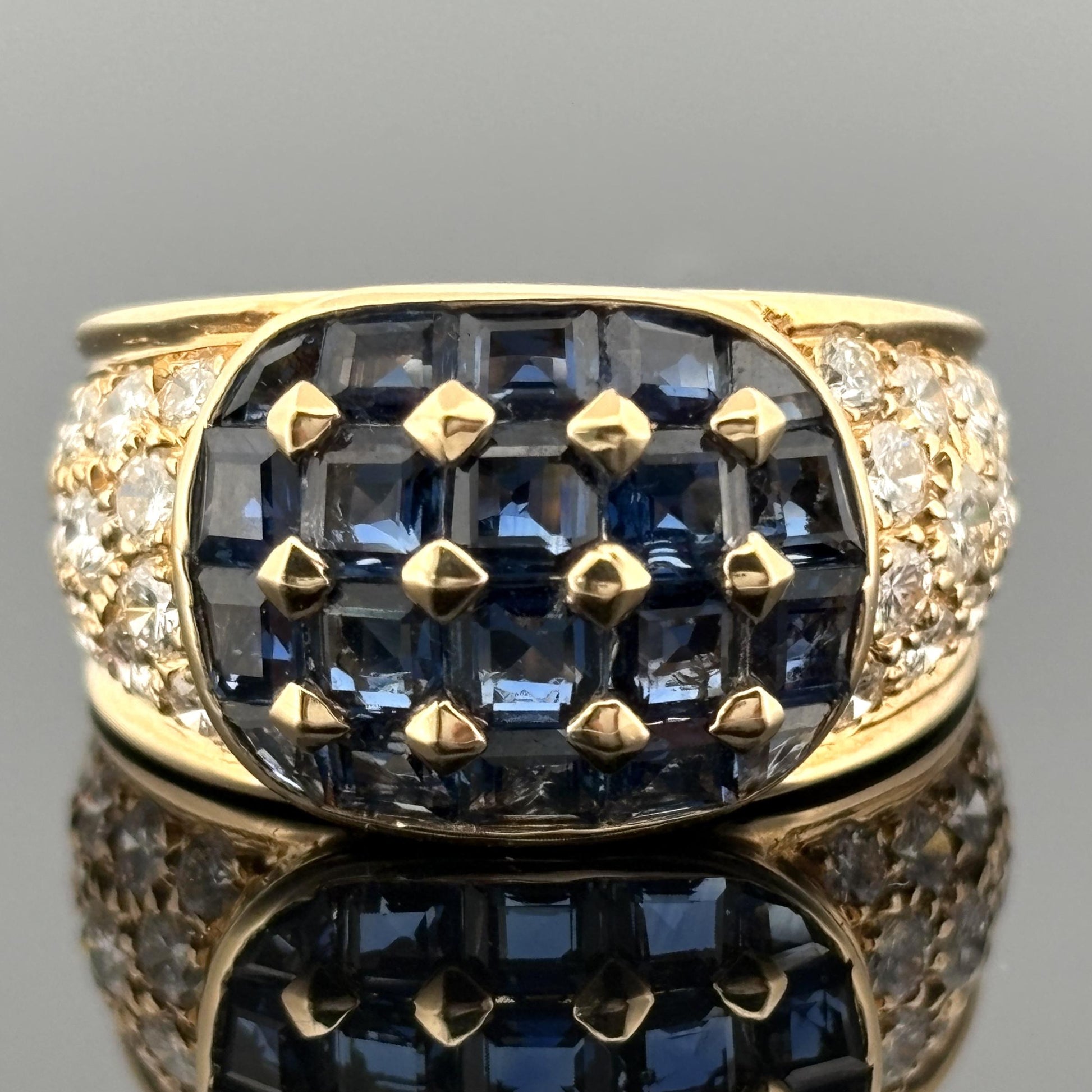 Sapphire & Diamond Ring 18k Yellow Gold