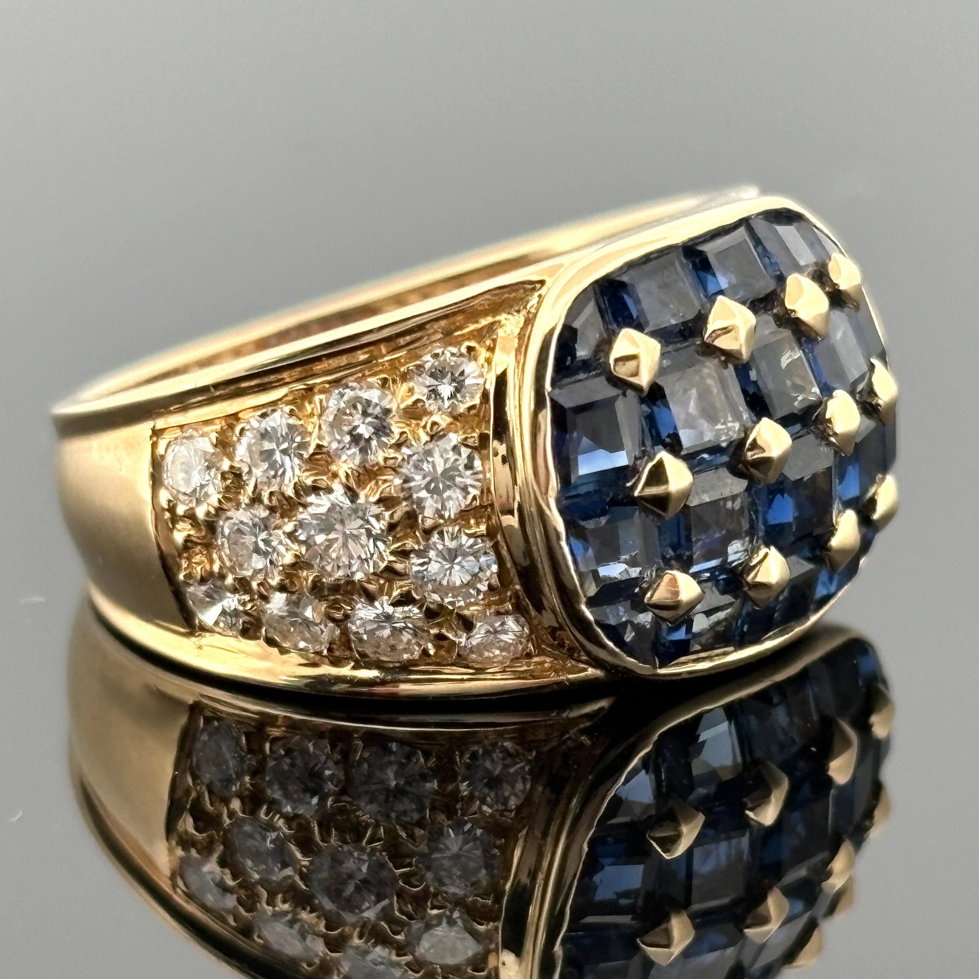 Sapphire & Diamond Ring 18k Yellow Gold