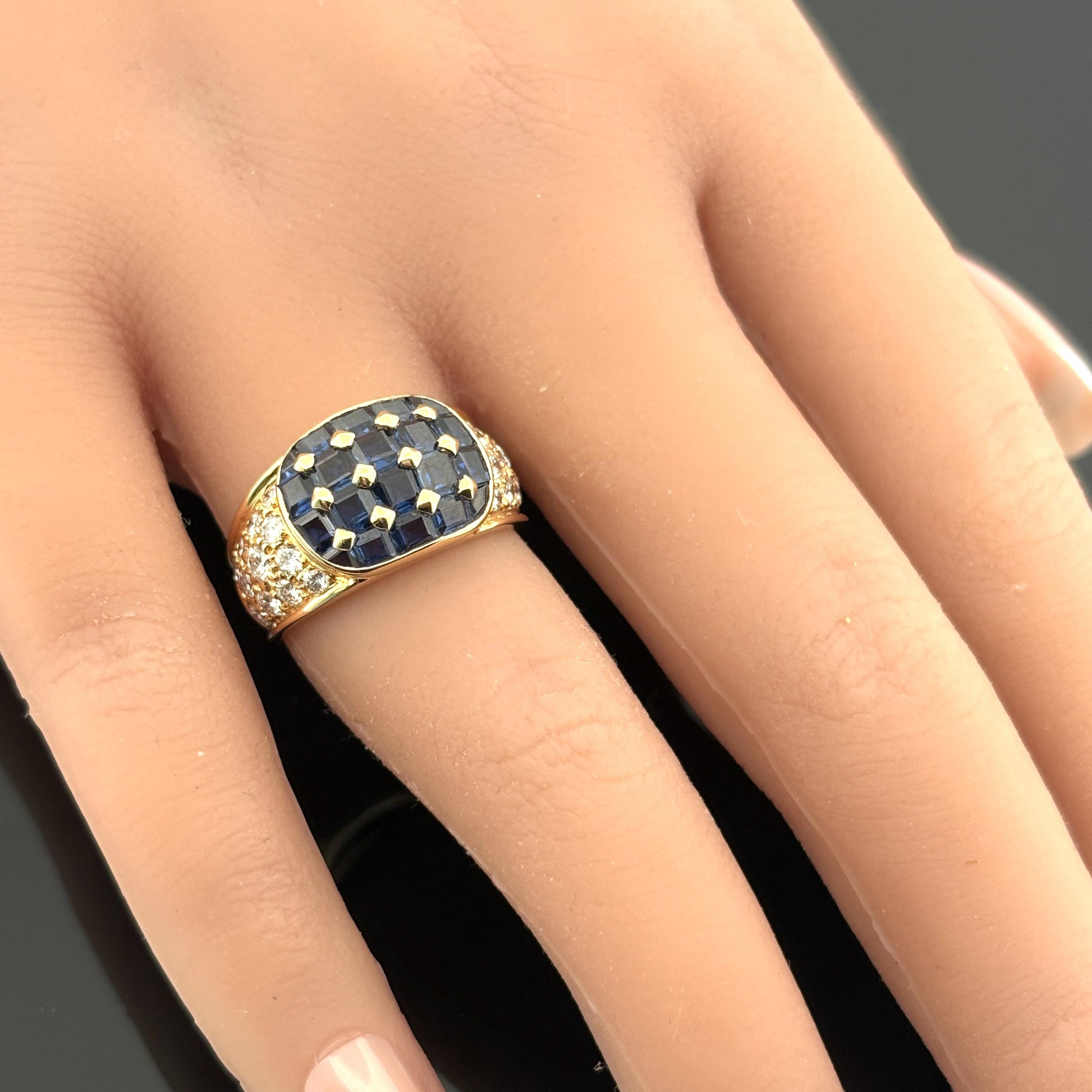 Sapphire & Diamond Ring 18k Yellow Gold