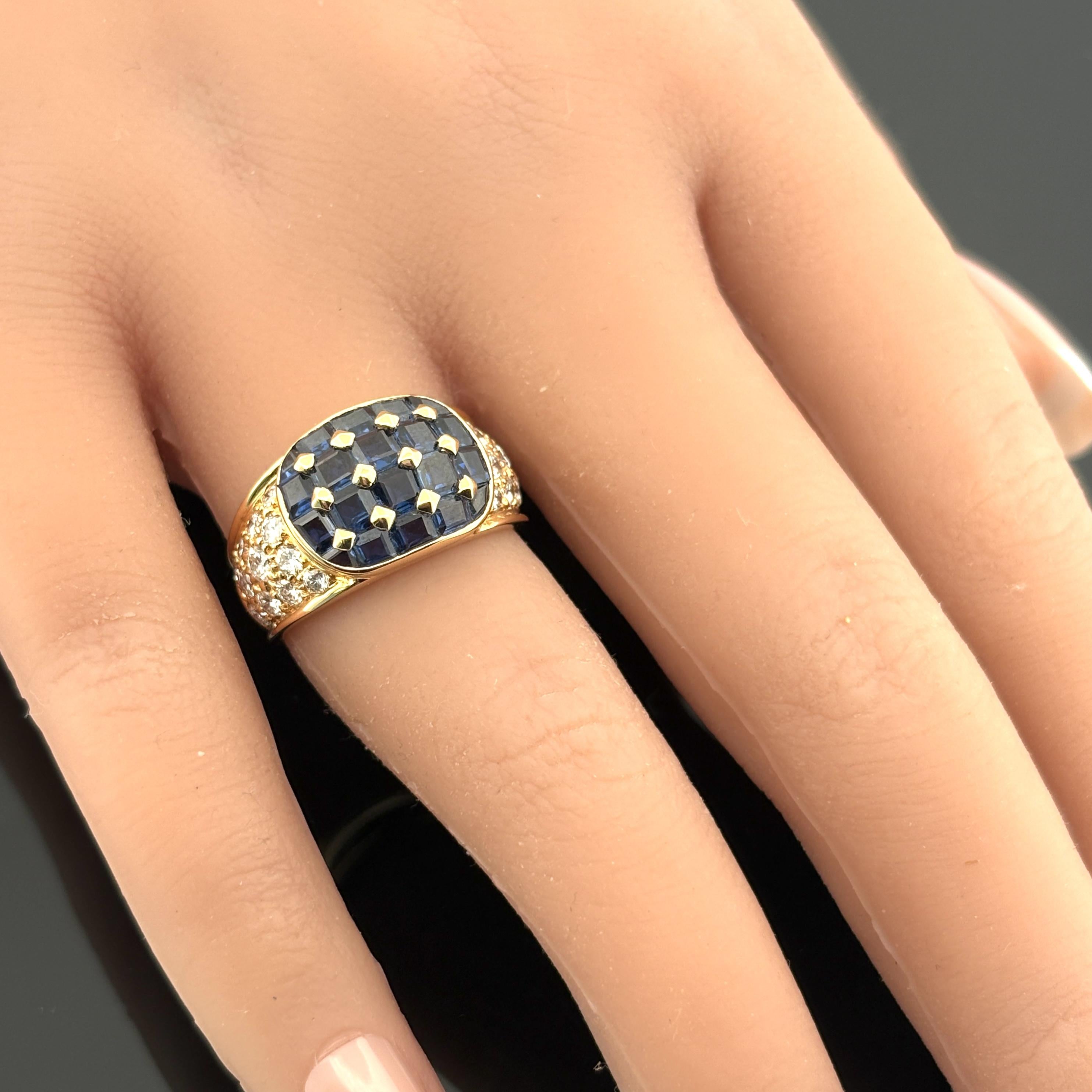 Sapphire & Diamond Ring 18k Yellow Gold