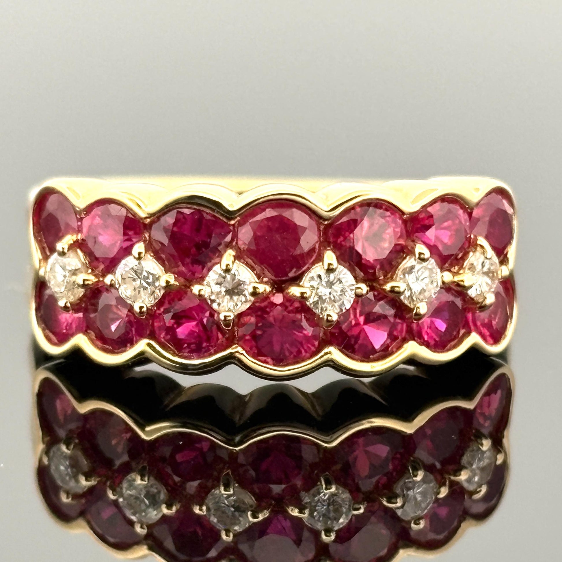 Estate Ruby & Diamond Band 18k Yellow Gold 2.26ctw