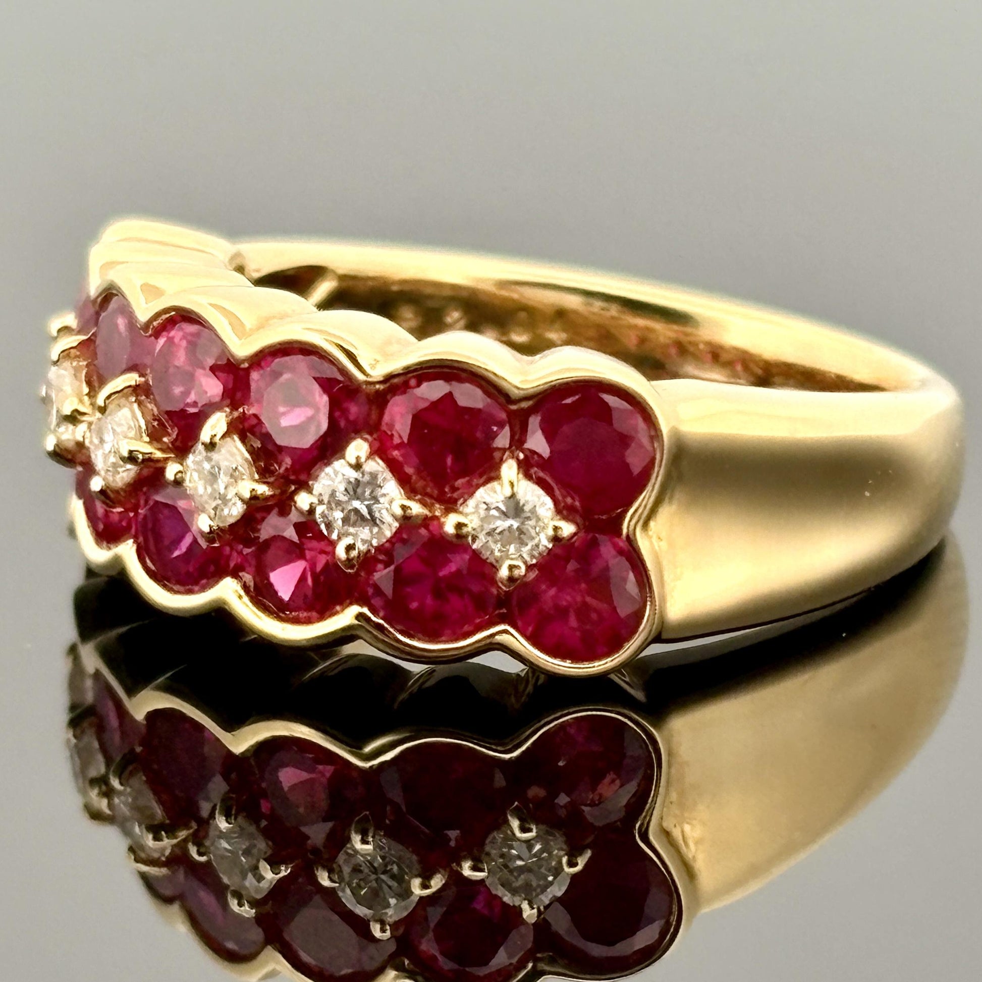Estate Ruby & Diamond Band 18k Yellow Gold 2.26ctw