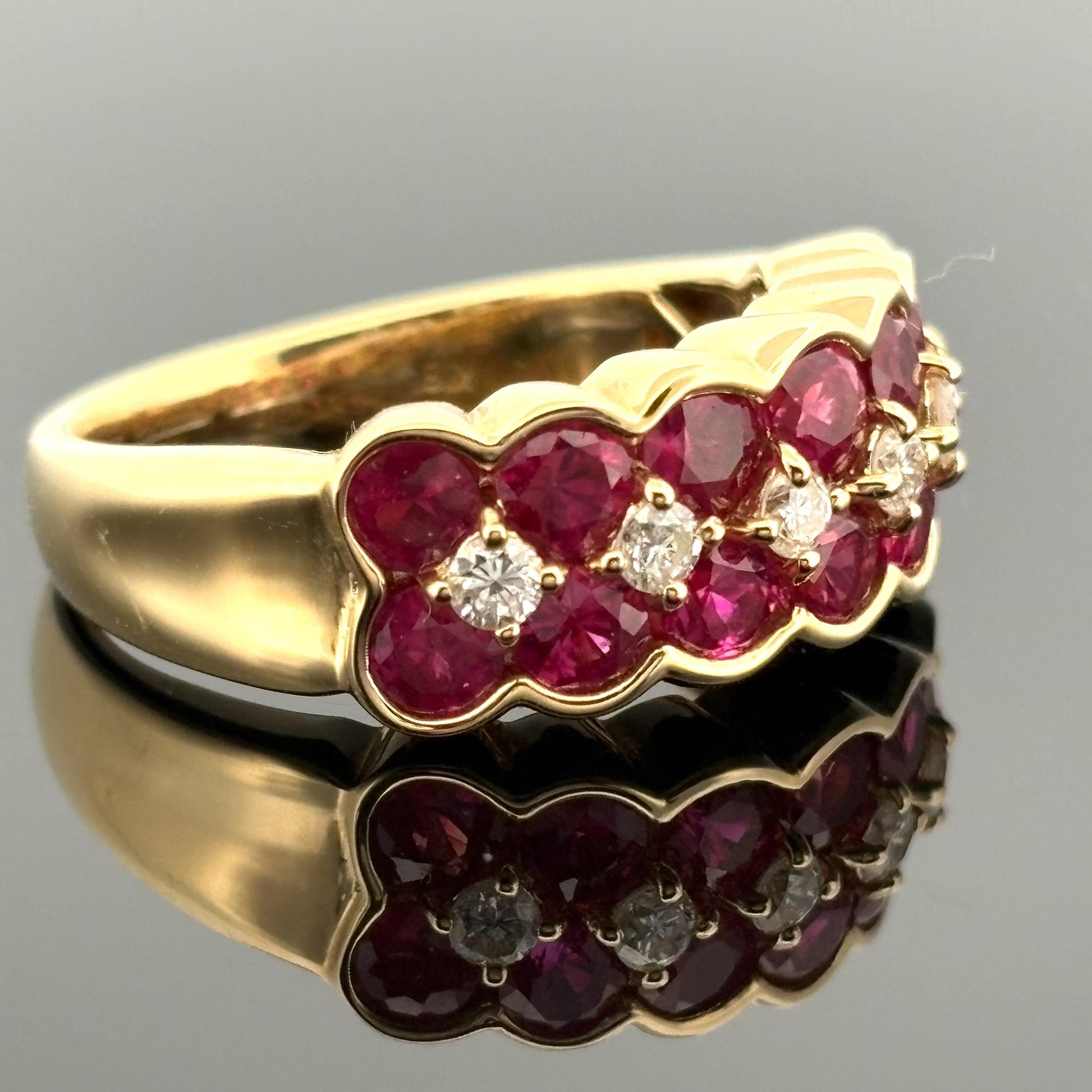 Estate Ruby & Diamond Band 18k Yellow Gold 2.26ctw