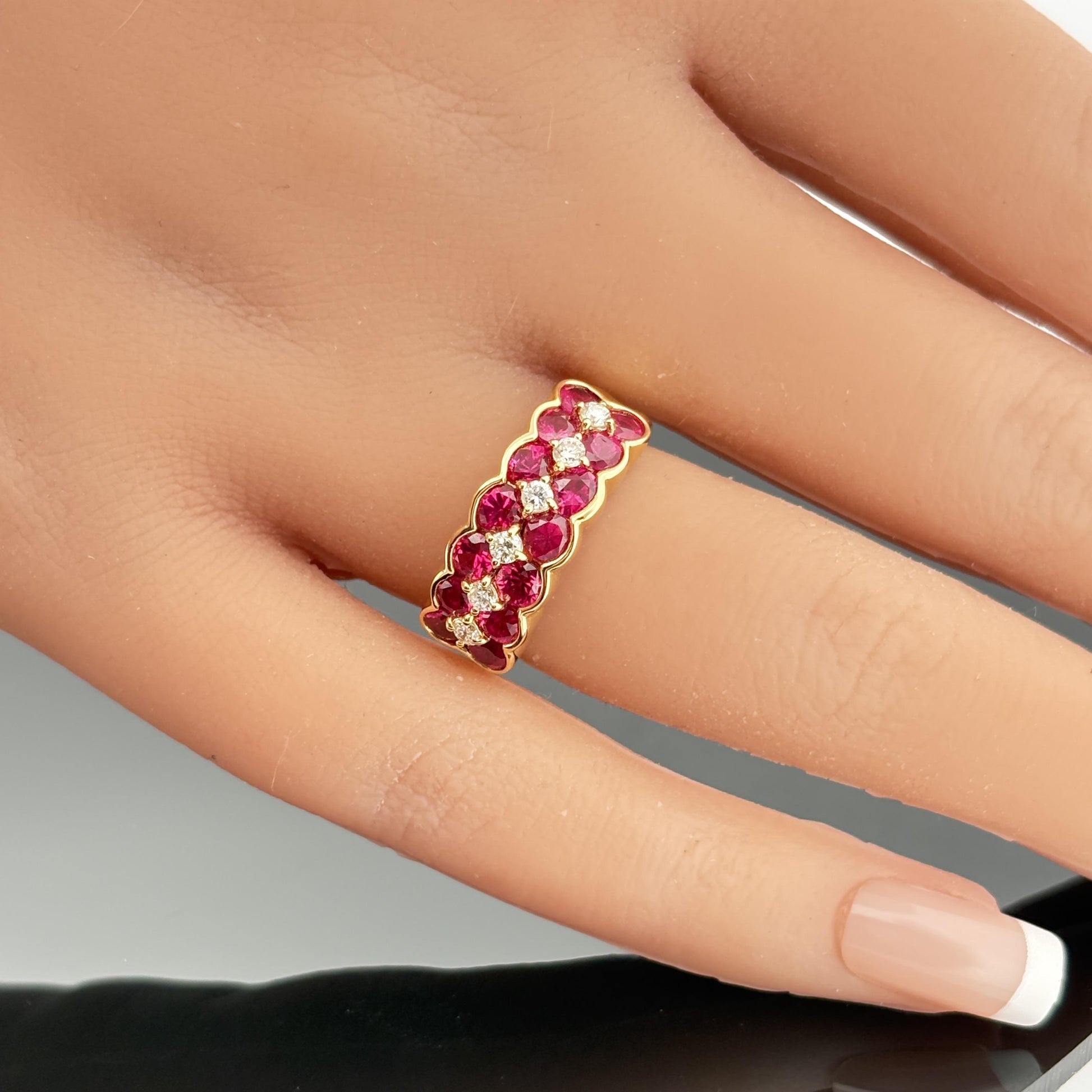 Estate Ruby & Diamond Band 18k Yellow Gold 2.26ctw