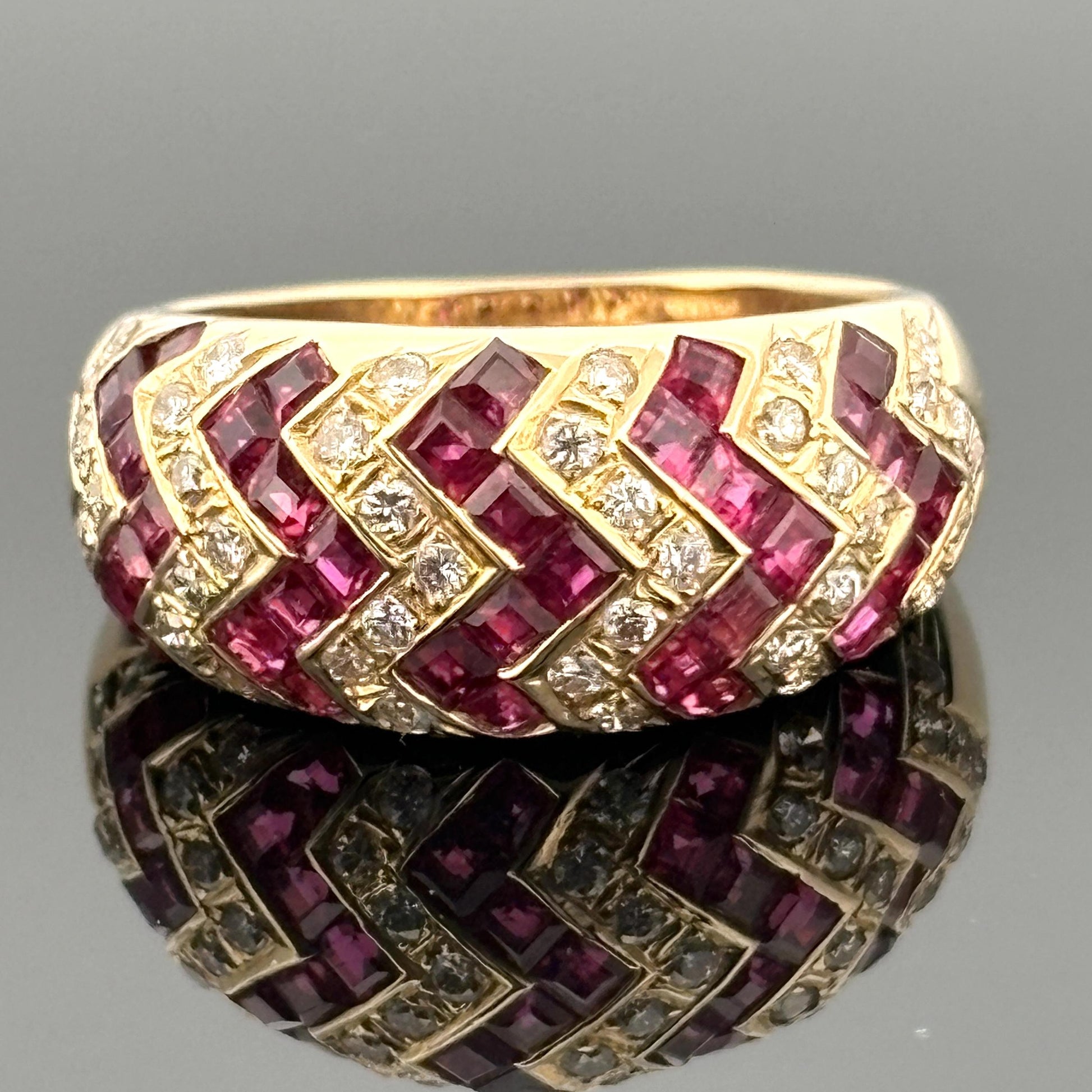Ruby & Diamond Zig Zag Band 18k Yellow Gold 1.99ctw