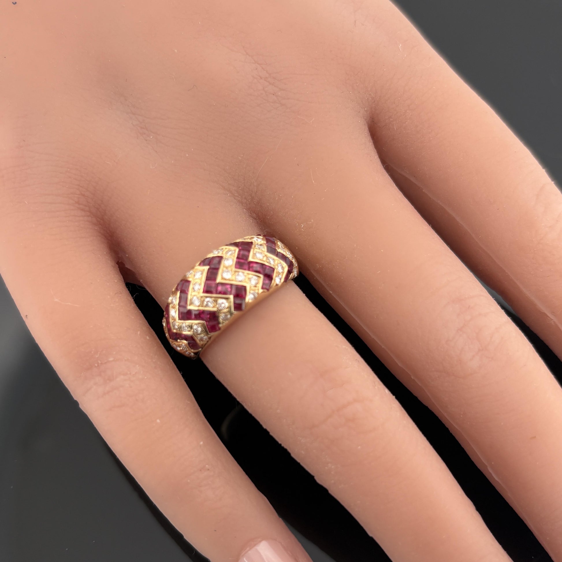 Ruby & Diamond Zig Zag Band 18k Yellow Gold 1.99ctw
